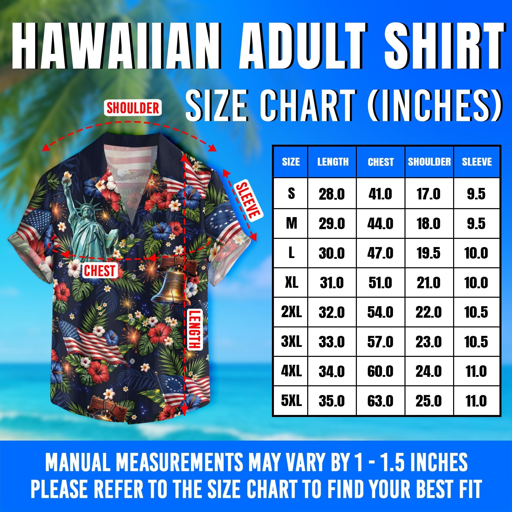 Hawaiian Shirt Patriotic US Flag Hibiscus Floral Eagle Liberty Bell Independence Day - Rust Field Wear
