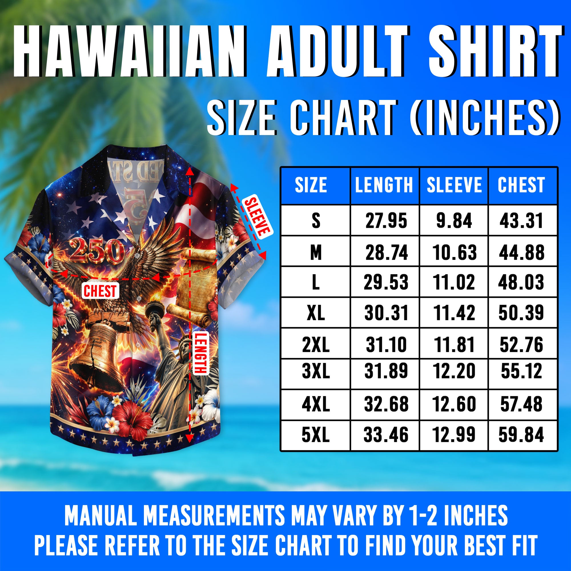 United States 250 Hawaiian Shirt Patriotic Eagle Liberty Bell Independence Day Gift