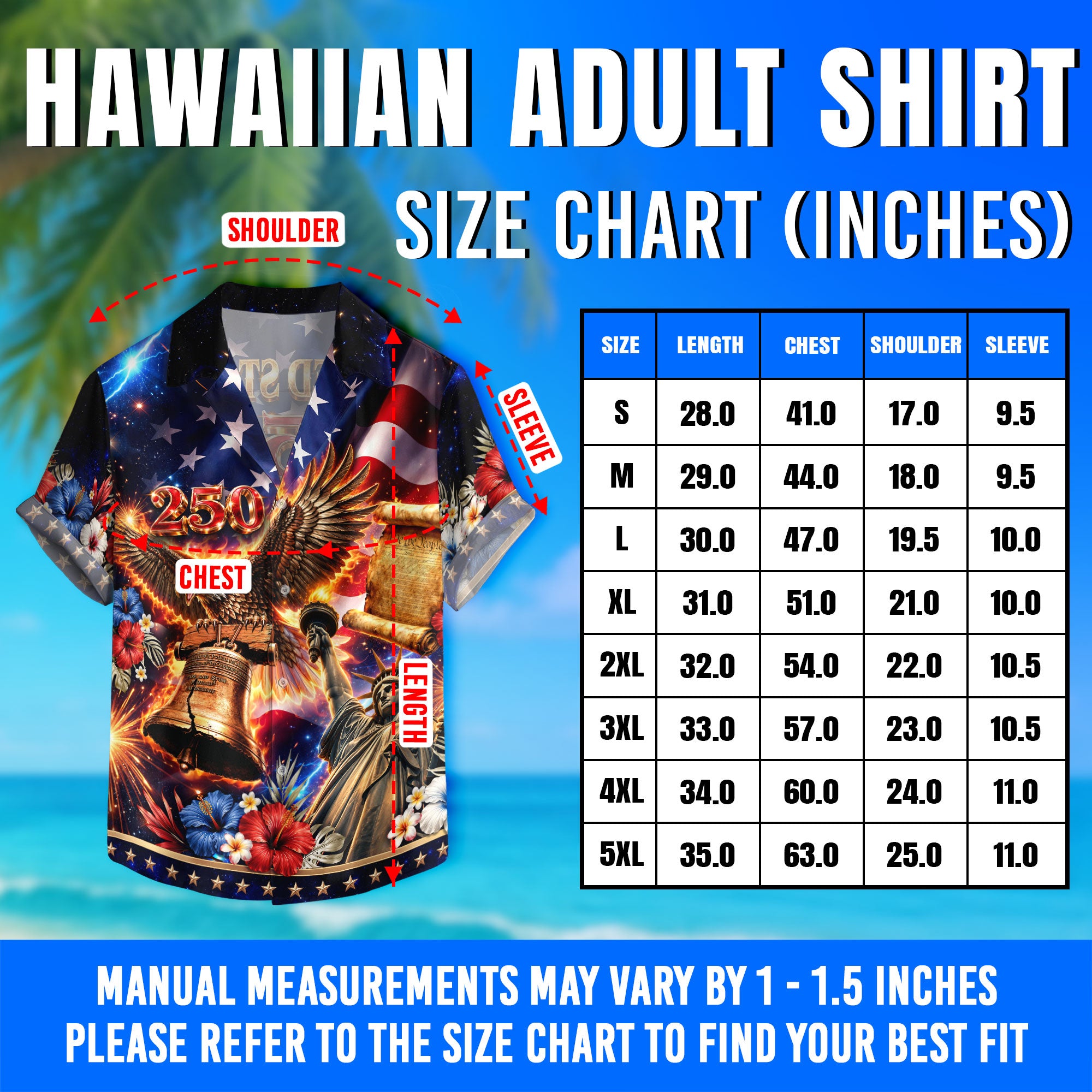 United States 250 Hawaiian Shirt Patriotic Eagle Liberty Bell Independence Day Gift