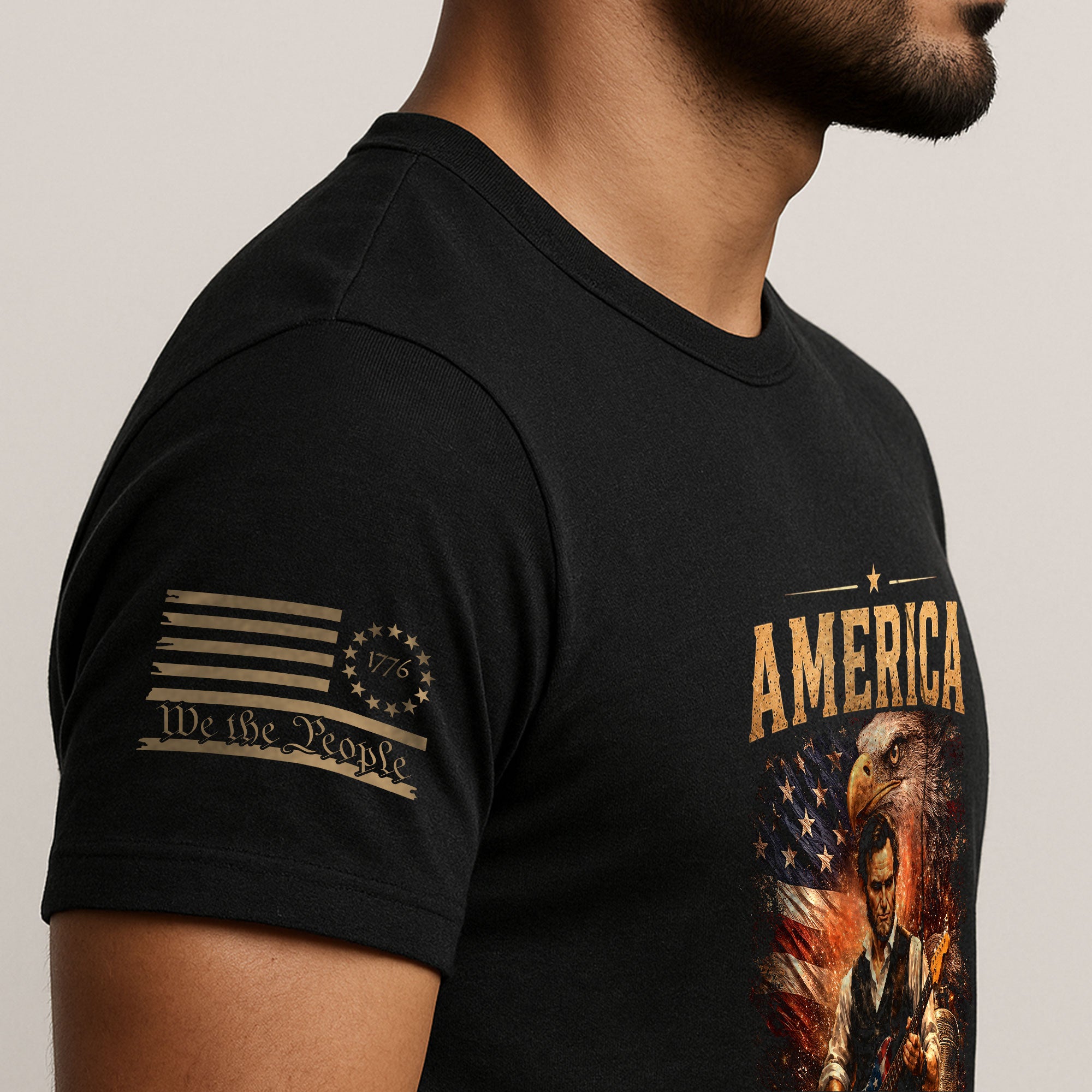 Bald Eagle Liberty Bell Lincoln Guitar Shirt Vintage 1776 2026 Patriotic US Flag Tee