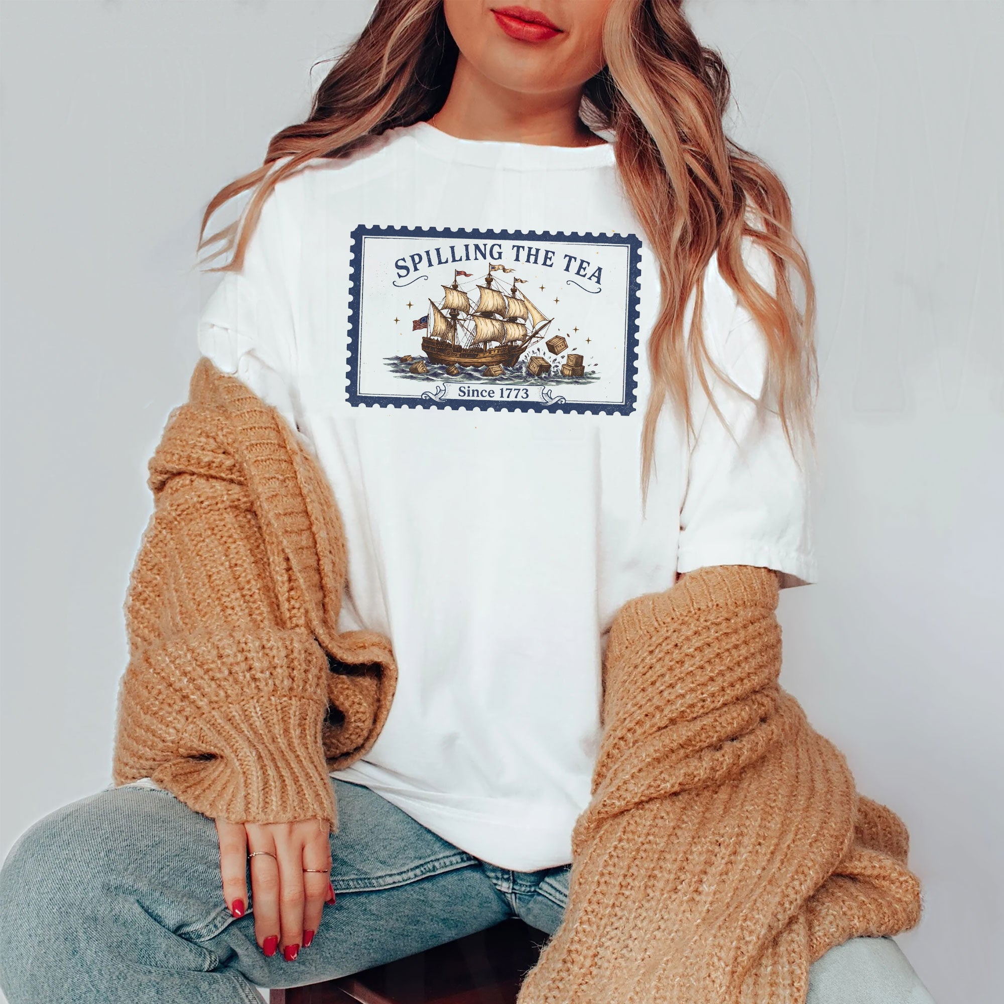 Spilling The Tea Since 1773 Shirt Vintage Postage Stamp Tee Boston Tea Party Tshirt
