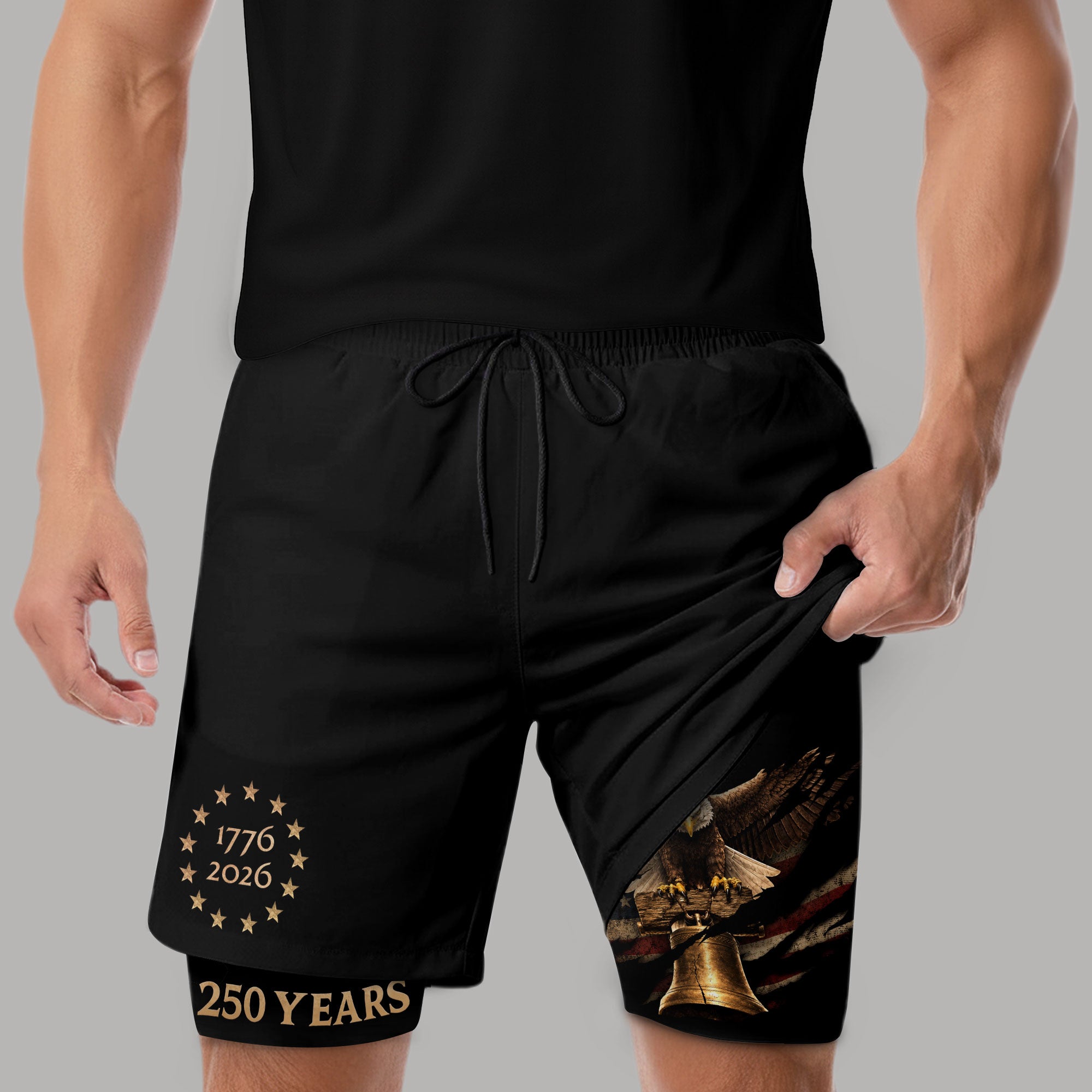 250 Years Patriotic Eagle Gym Shorts 1776-2026 American Independence Workout Shorts