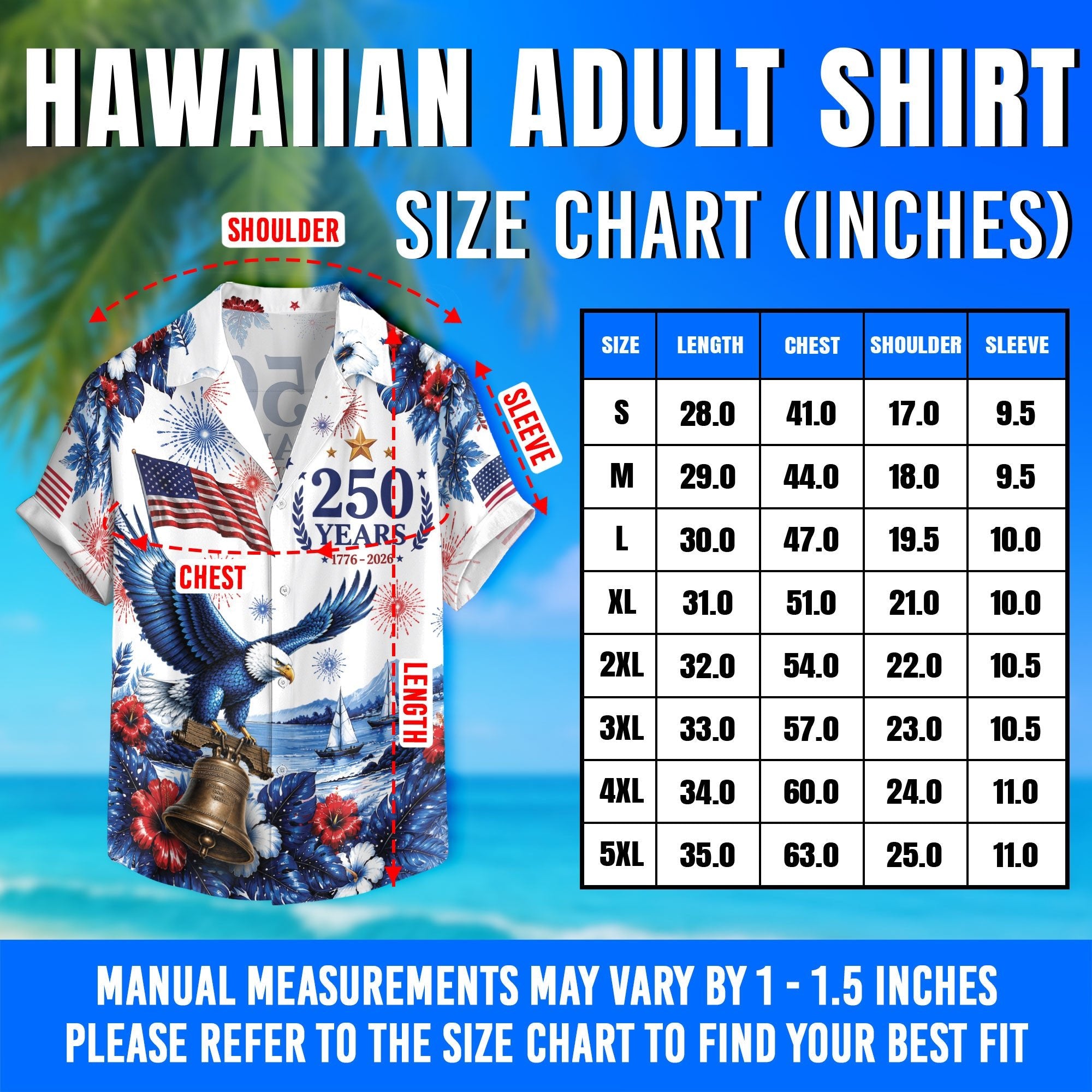 United States Patriotic Hawaiian Shirt 250 Years Freedom Celebration Apparel - Rust Field Wear