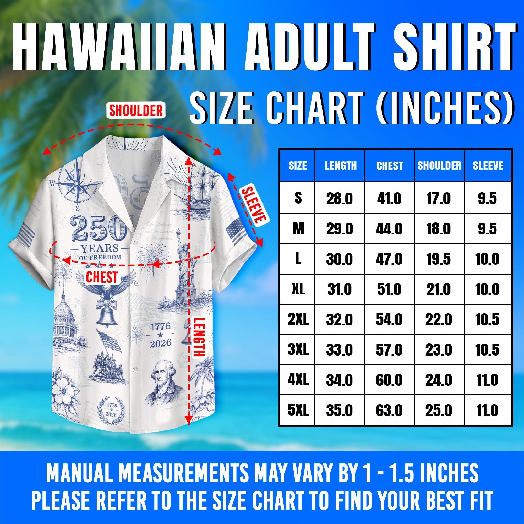 Patriotic United States 250 Years Hawaiian Shirt Statue Of Liberty Apparel - Rust Field Wear