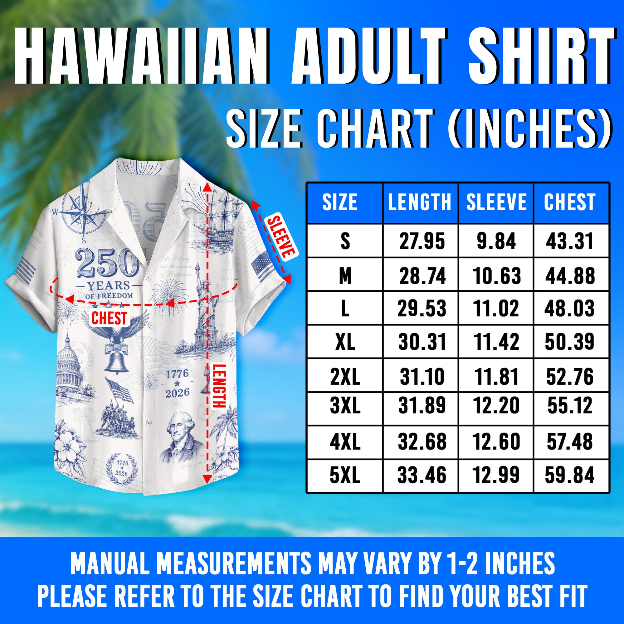 Patriotic United States 250 Years Hawaiian Shirt Statue Of Liberty Apparel