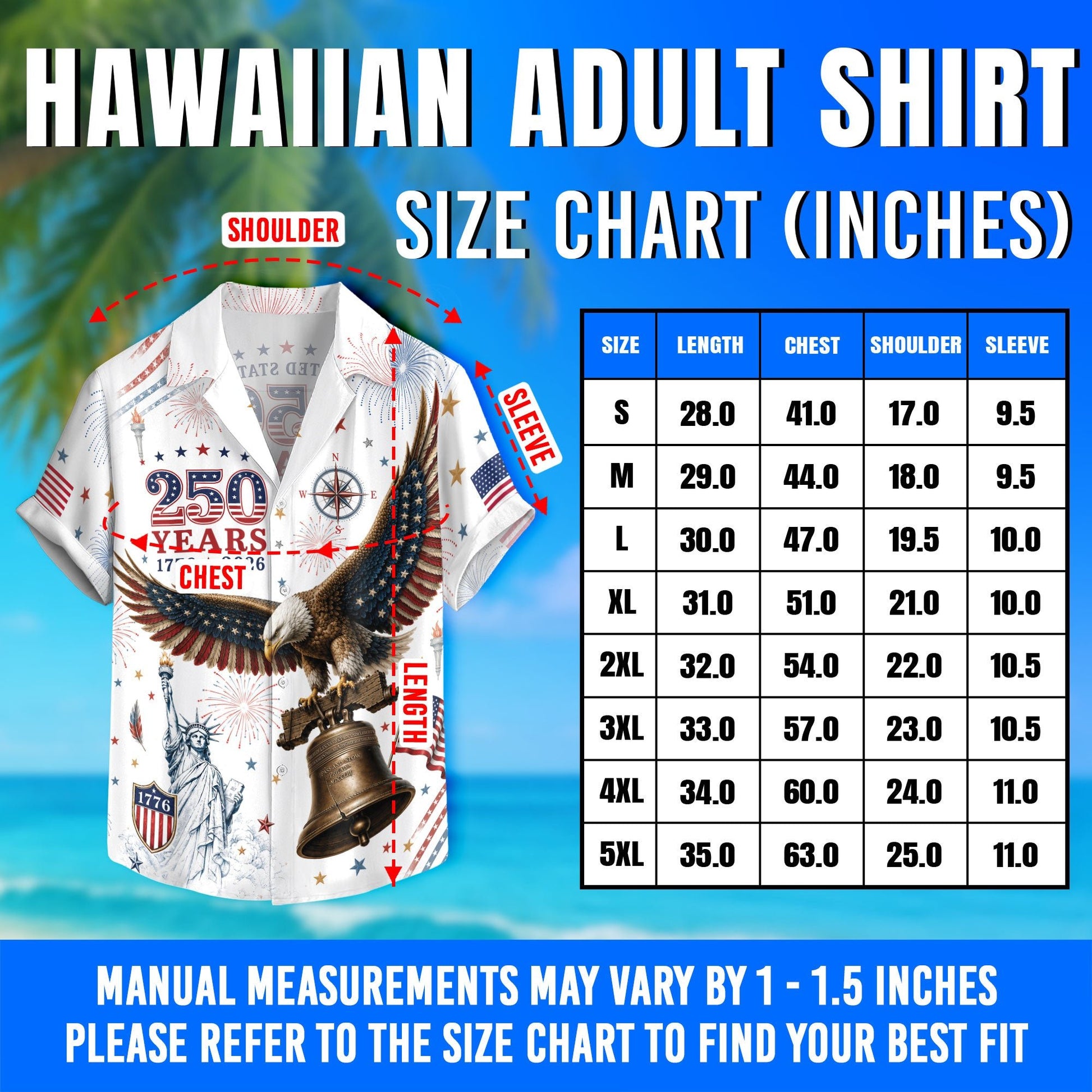 Hawaiian Shirt 4th of July Independence Day US Patriotic Eagle Graphic Button Down - Rust Field Wear