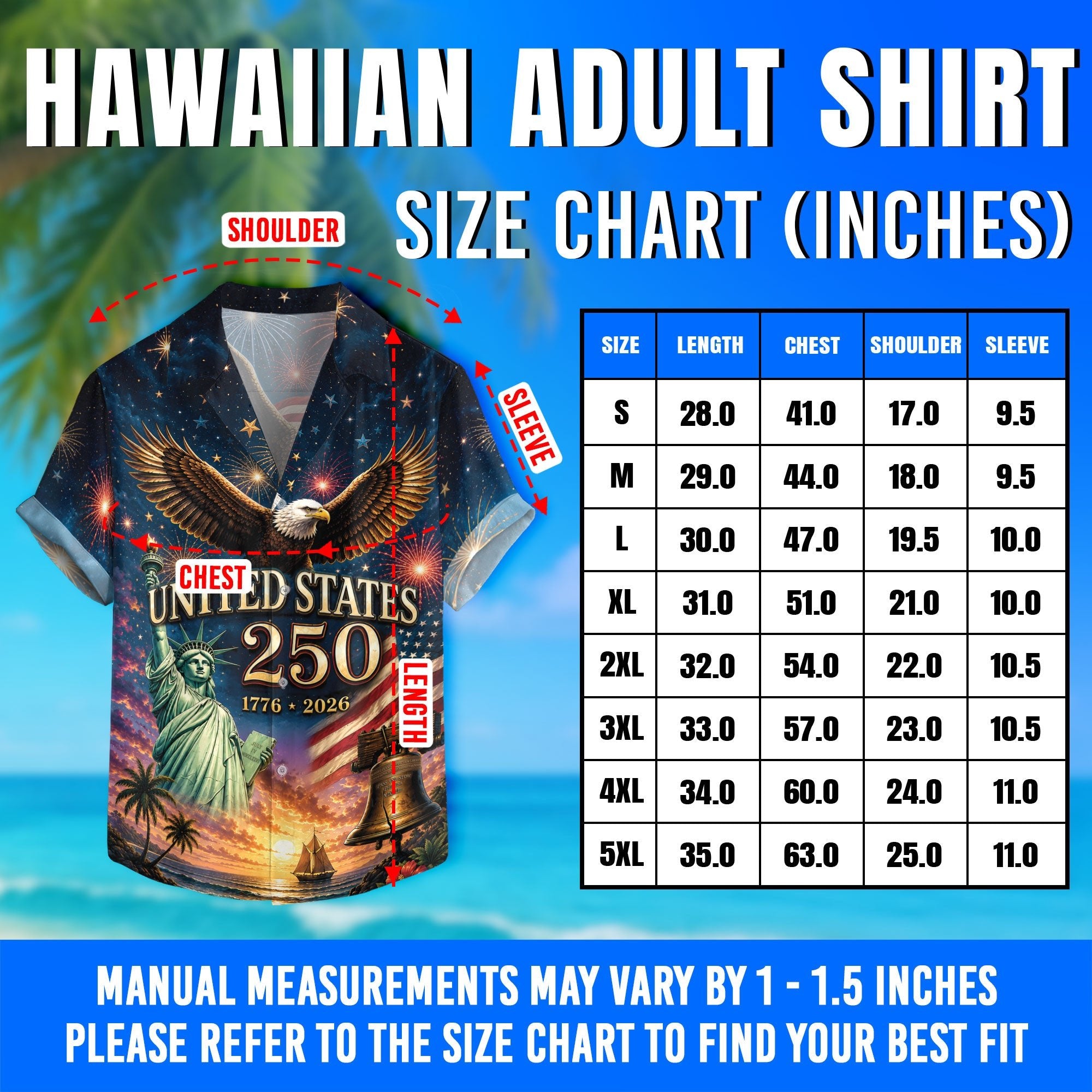 Hawaiian Shirt 250th Anniversary Patriotic US Flag Liberty Bell Gift For Men Women - Rust Field Wear