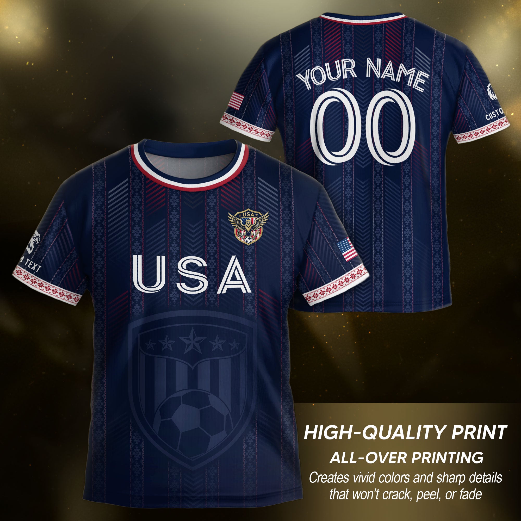 Personalized Youth Soccer Jersey Style Custom Name Number USA Kids Activewear Top