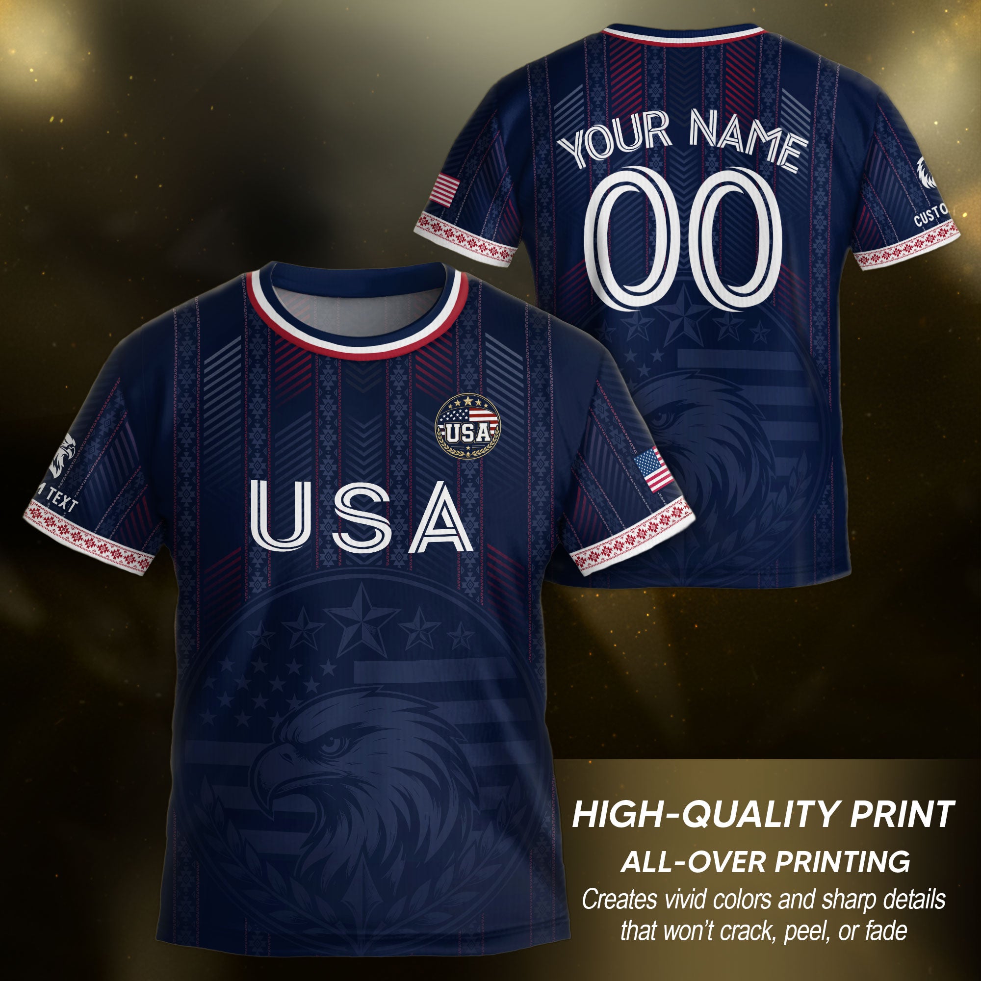 Personalized Youth Soccer Jersey Style Custom Name Number USA Kids Activewear Top