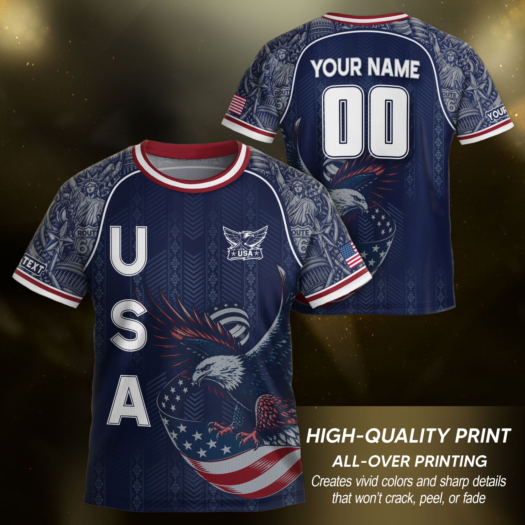 Custom Name Kids Soccer Jersey Personalized USA Youth Eagle Athletic Sport T Shirt