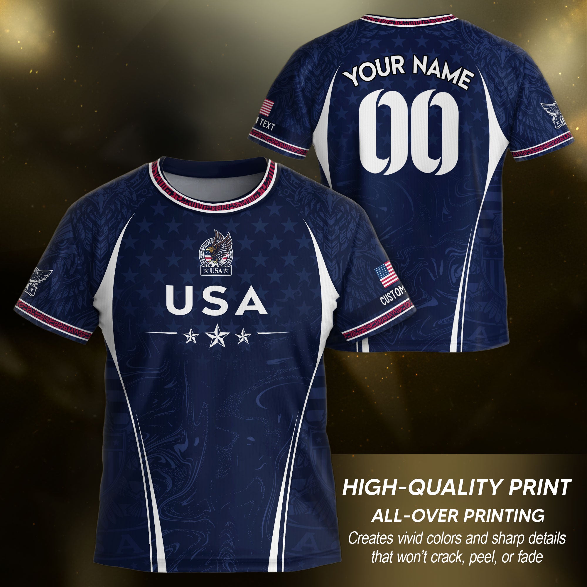 Personalized Youth Soccer Jersey Style Custom Name Number USA Kids Starry Active Top