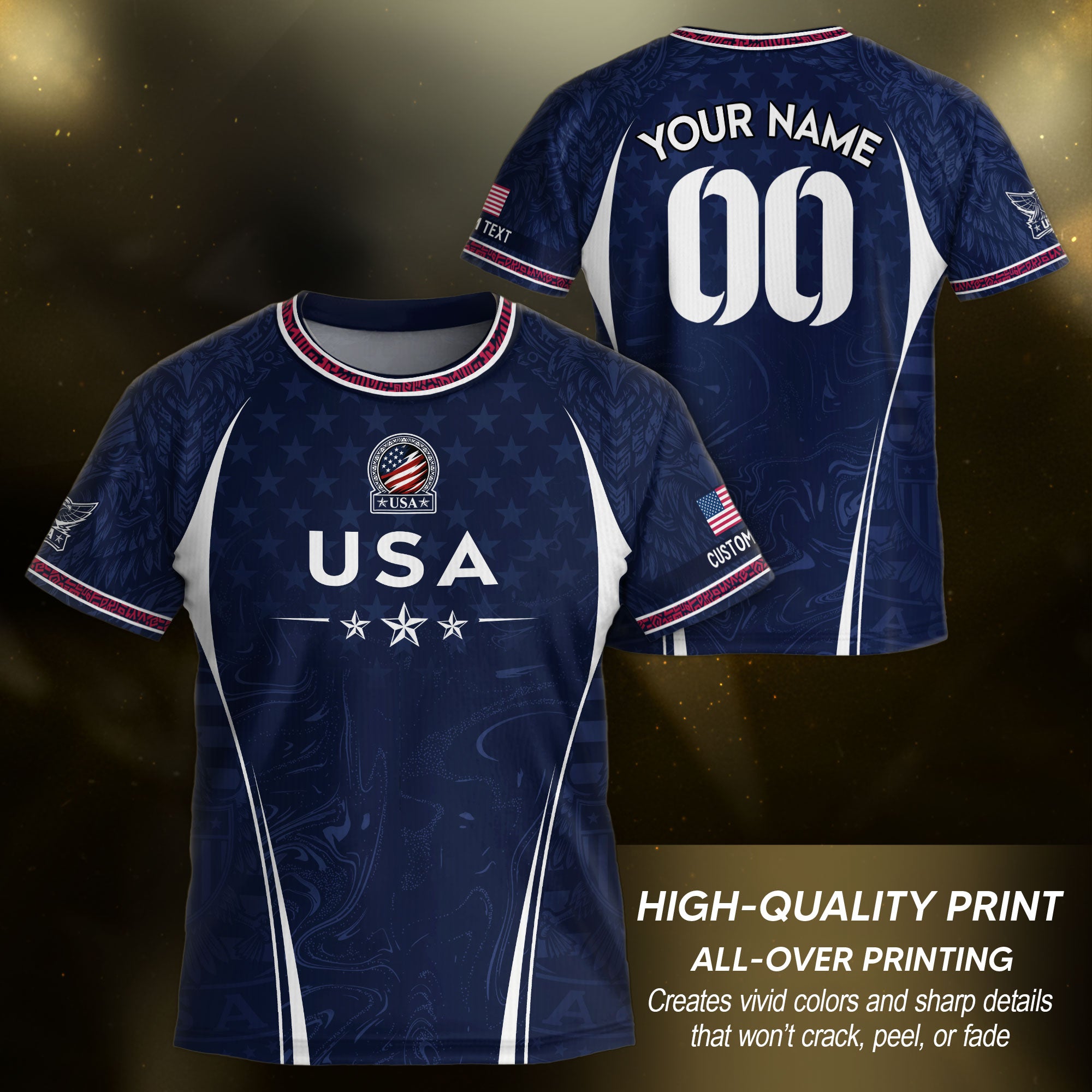 Personalized Youth Soccer Jersey Style Custom Name Number USA Kids Starry Active Top