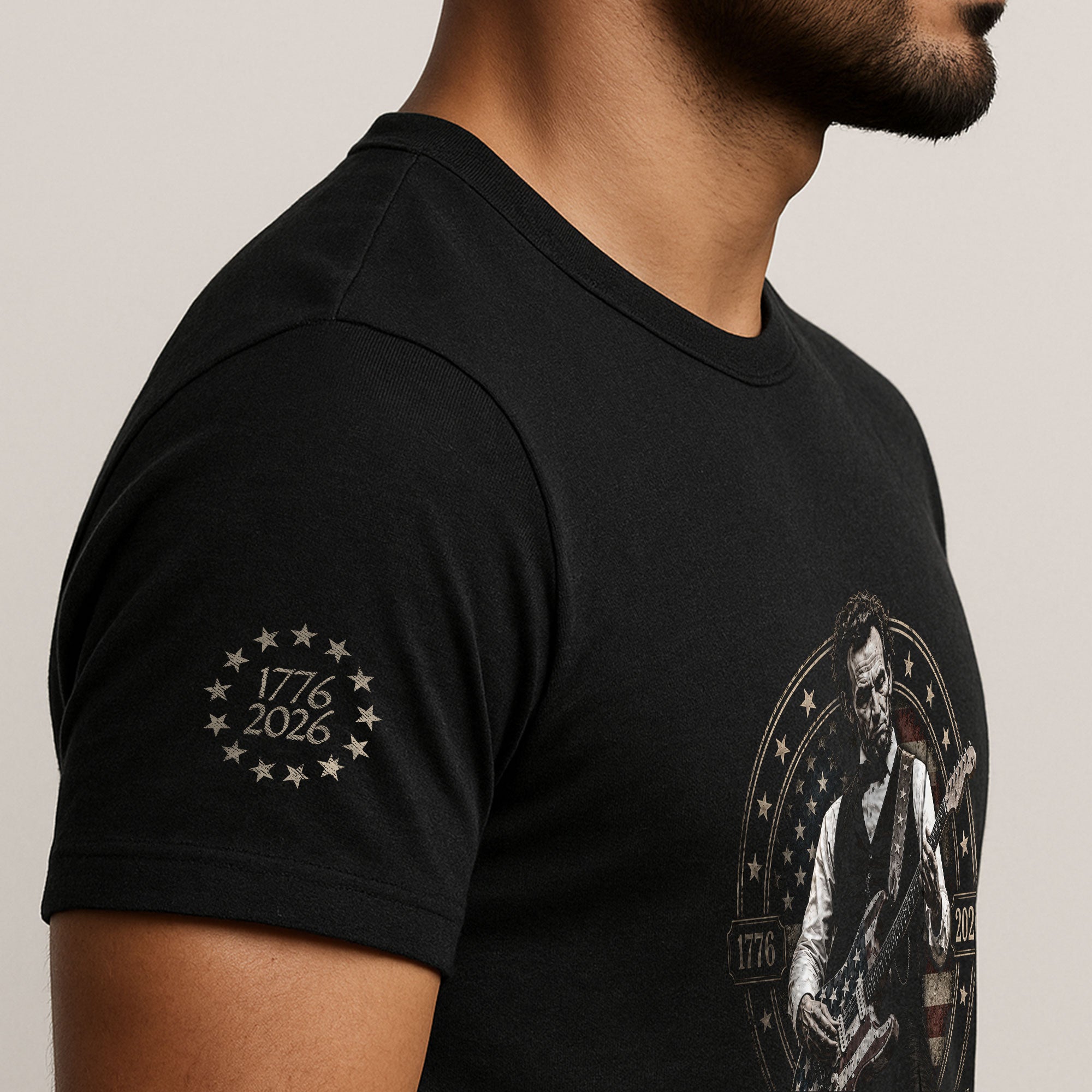 Mens T Shirt Patriotic 250 Years 1776-2026 Abraham Lincoln Star Badge Graphic Tee - Rust Field Wear