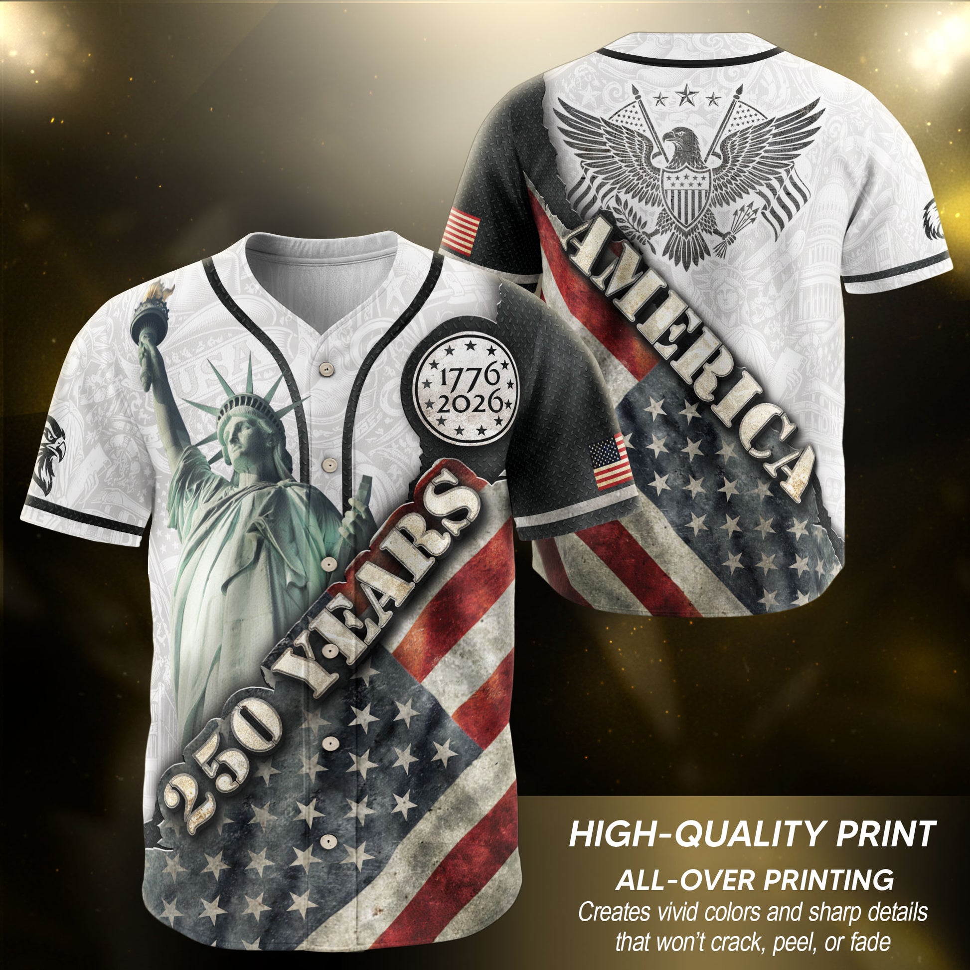 250 Years America Baseball Jersey Vintage Patriotic 1776 2026 American Pride - Rust Field Wear