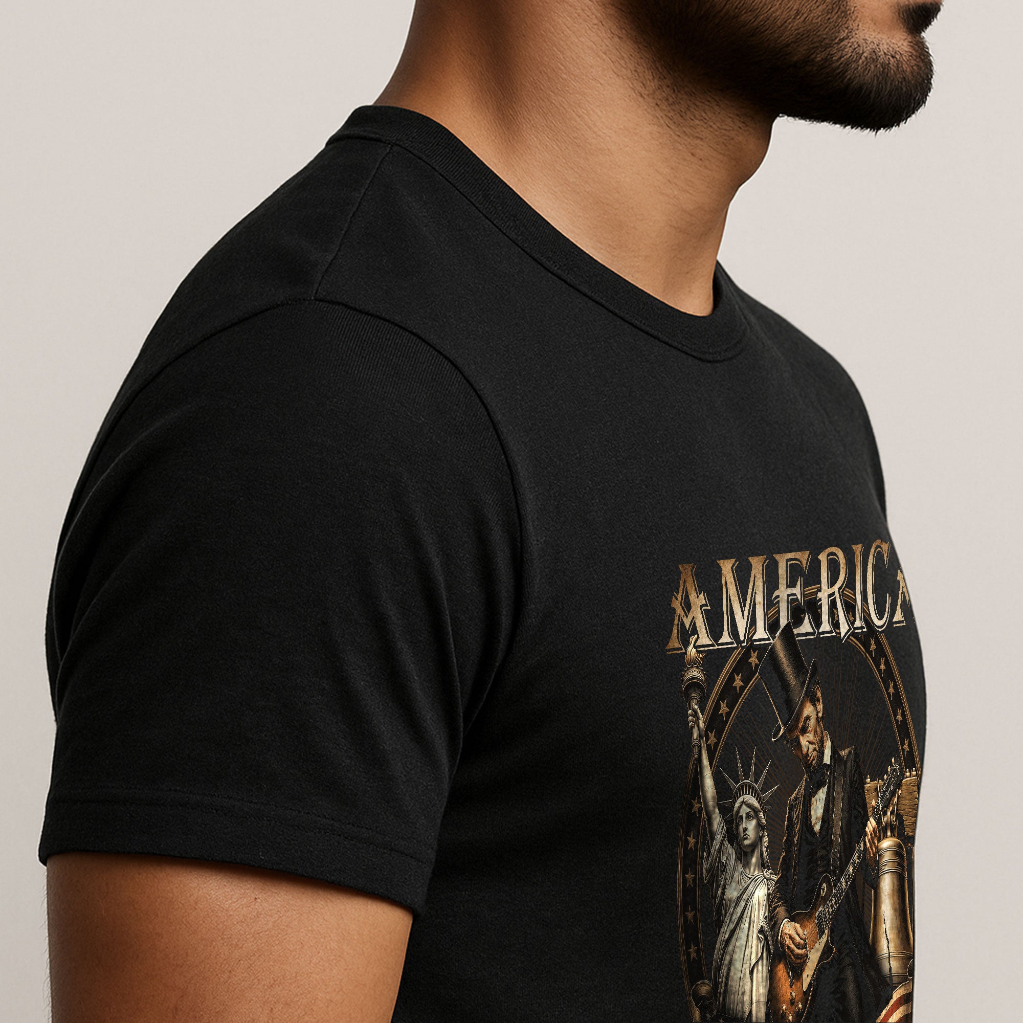 Lincoln Rock Guitar Patriotic T-Shirt - Vintage Statue of Liberty 1776 2026 Apparel