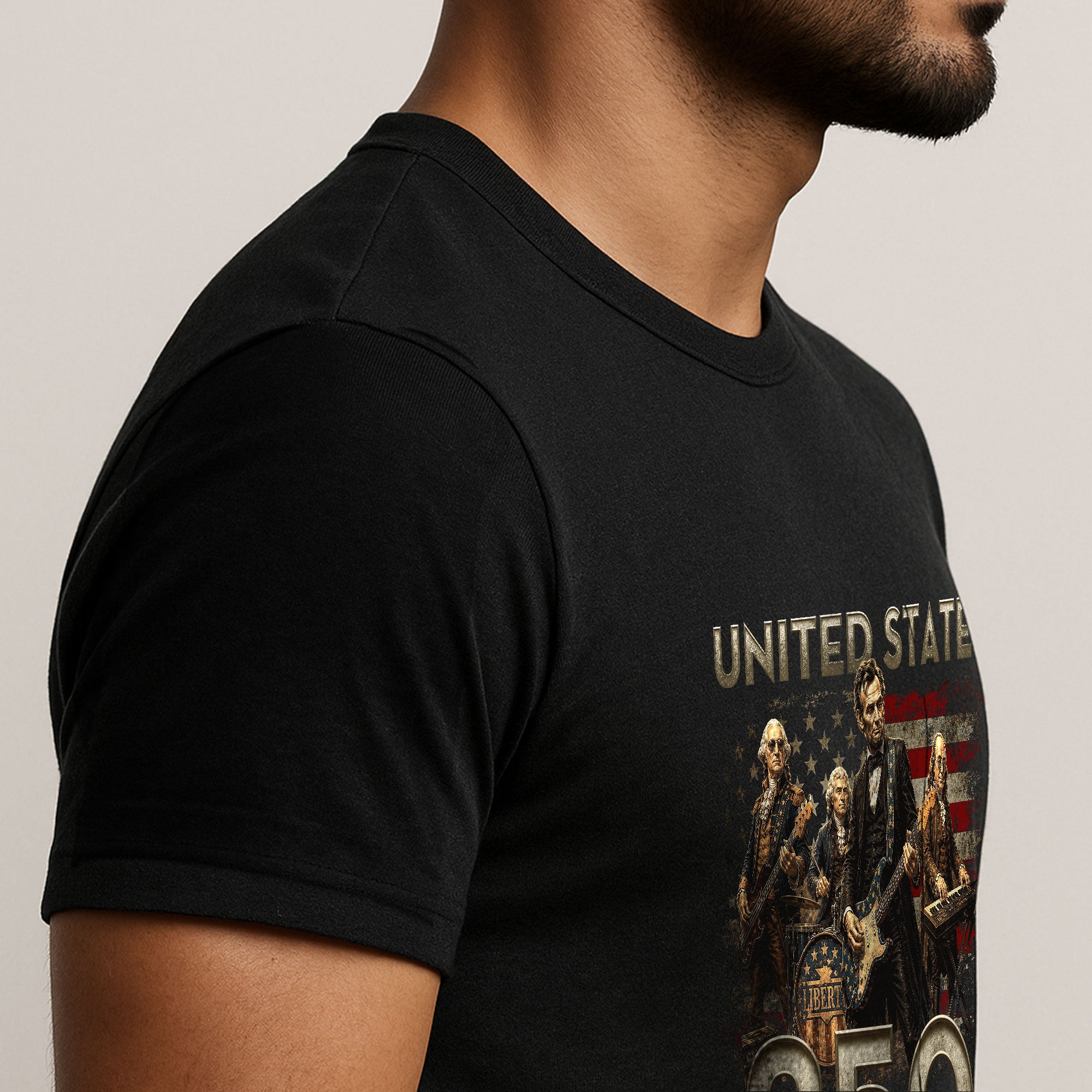 1776-2026 Presidents Band Graphic T Shirt - Lincoln Patriotic Unisex Summer Tee - Rust Field Wear