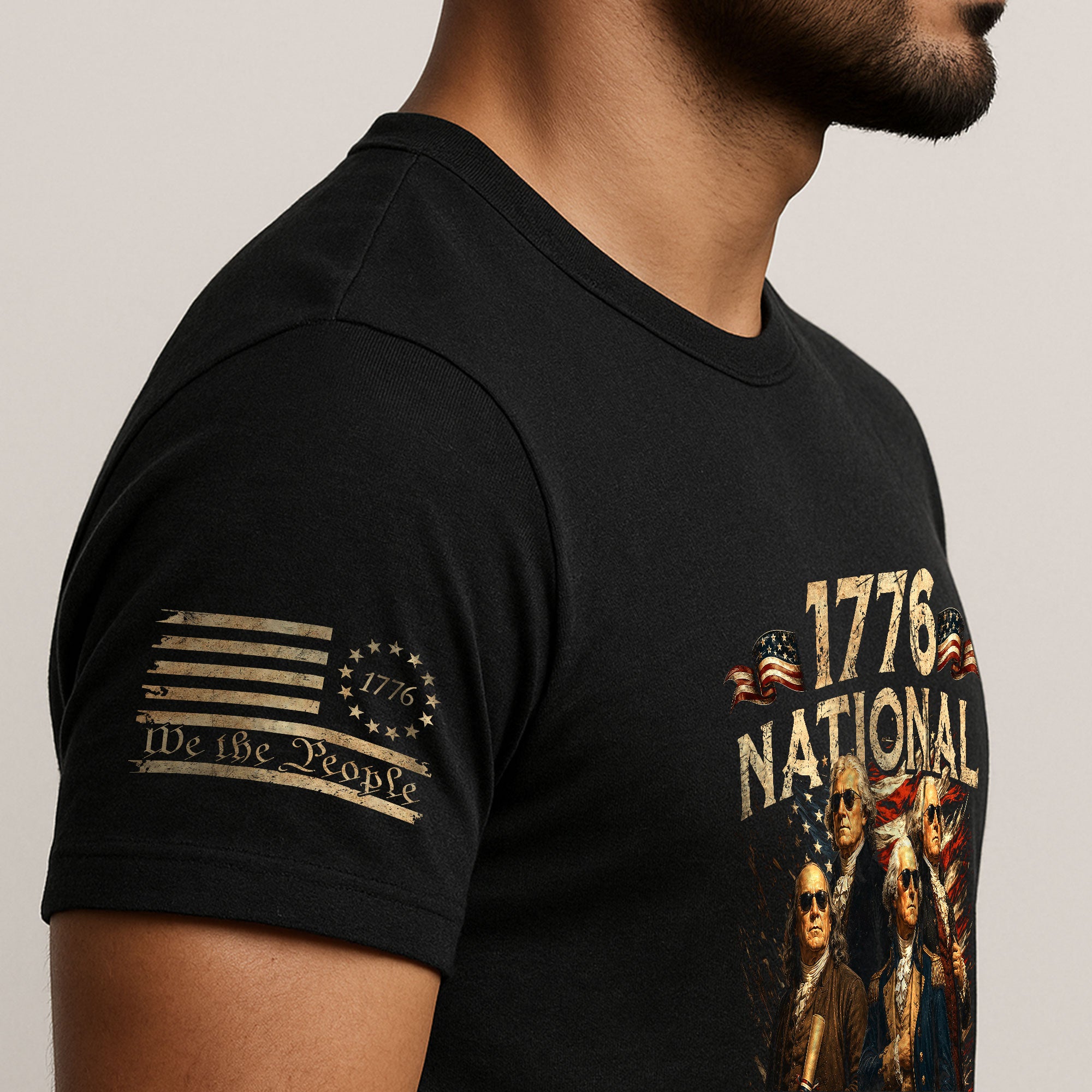 1776 National Champs T-Shirt Patriotic Founding Fathers 4th of July Vintage Graphic Tee