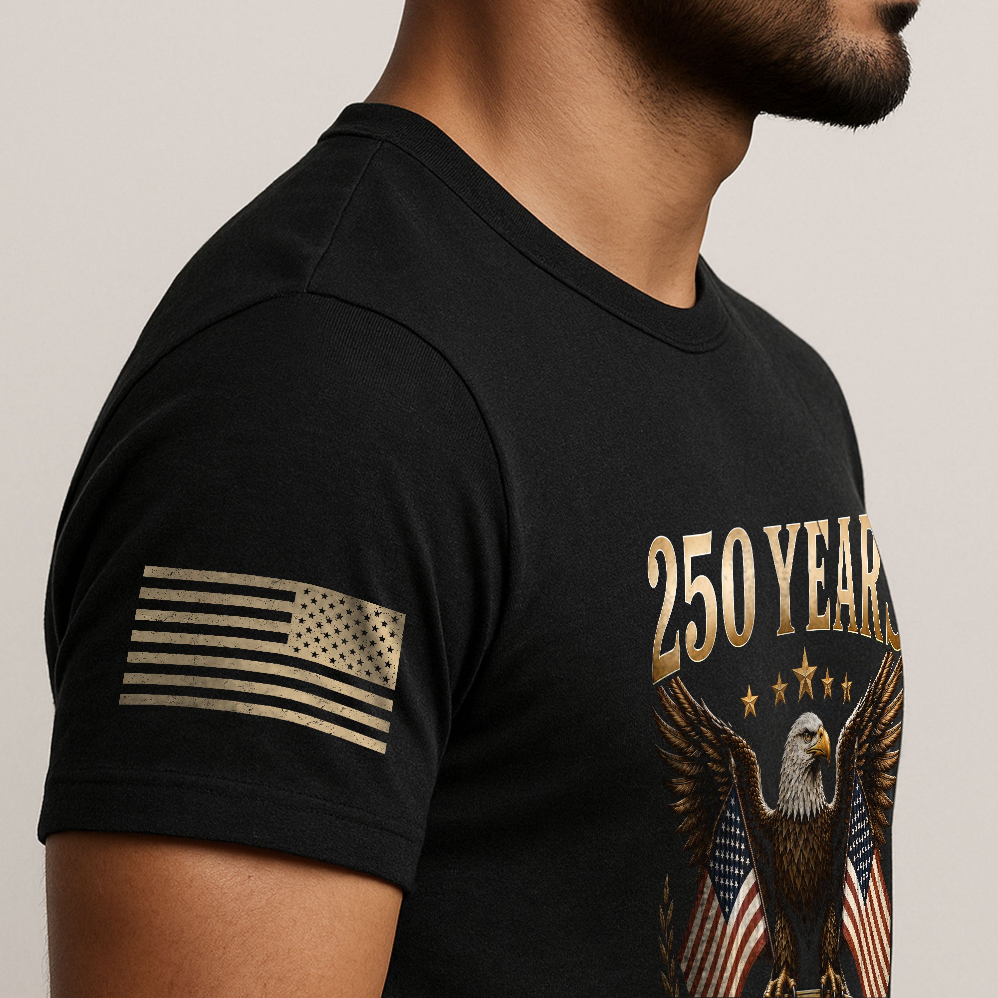 250 Years Of Freedom Graphic Tee - Classic Patriotic Eagle American Flag Cotton Shirt