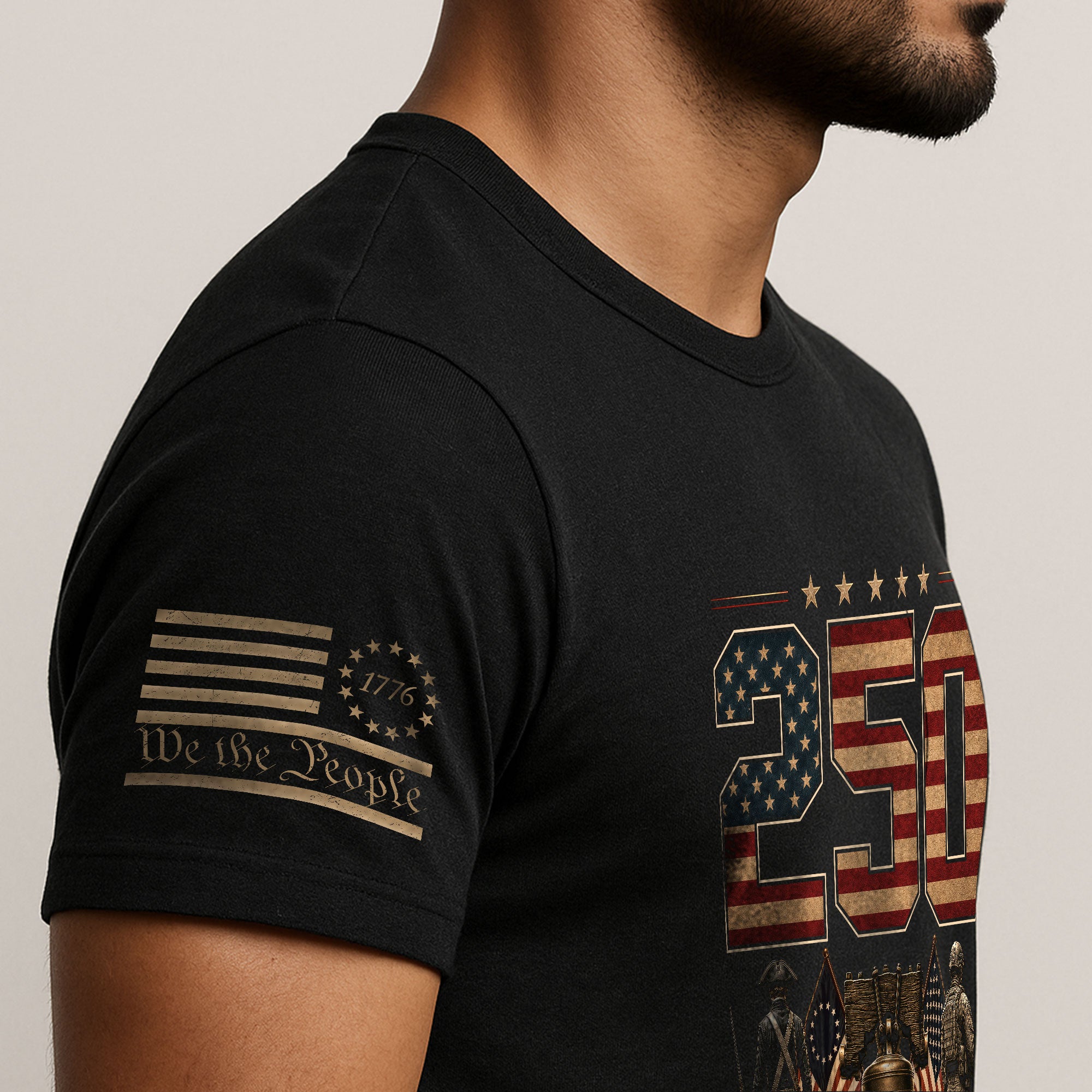250 Years Of Freedom Tee - Historic Liberty Bell Patriotic Soldier Cotton Shirt