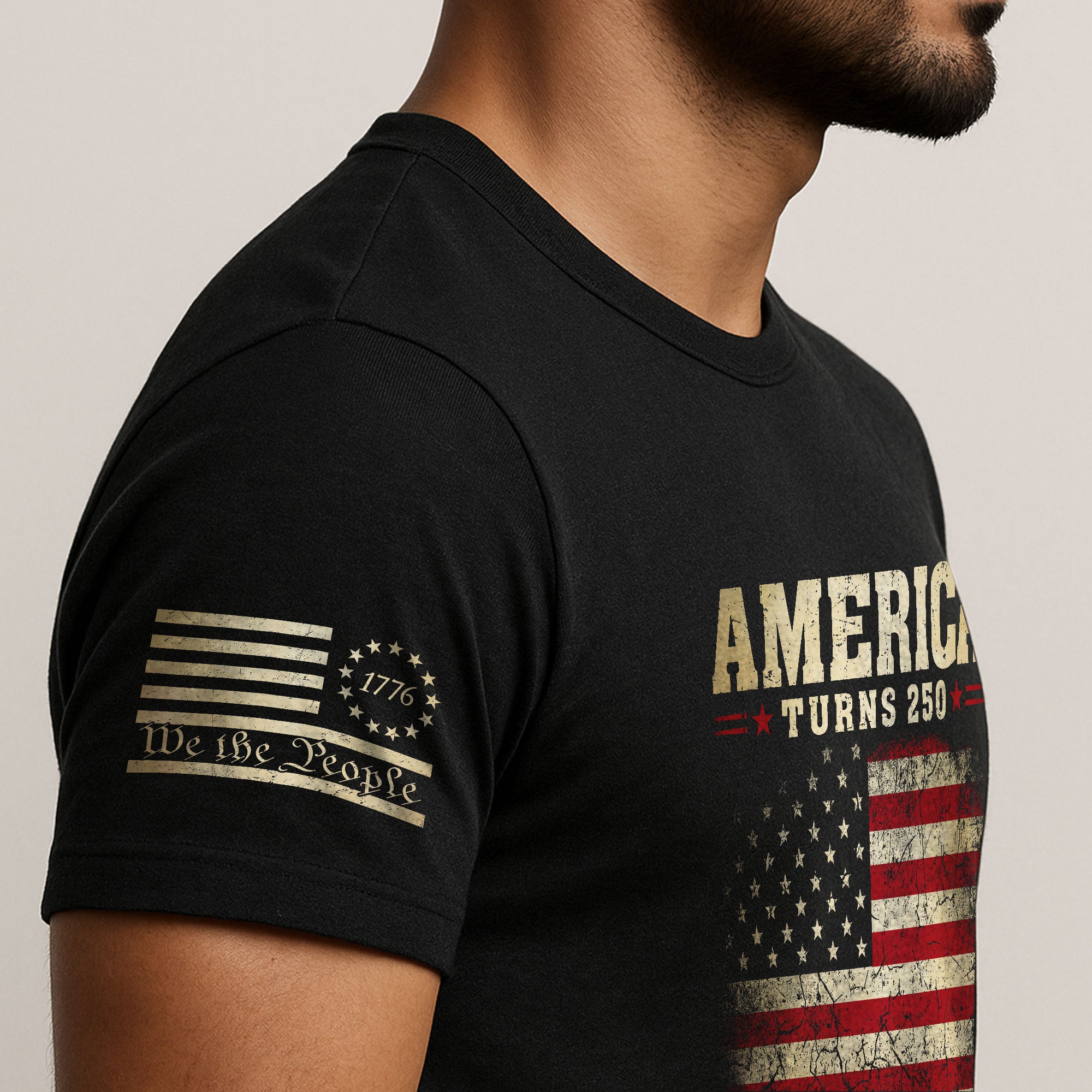 Patriotic 1776 2026 Birthday Tee Celebrating America Turns 250 And I Turn 50 Graphic Shirt