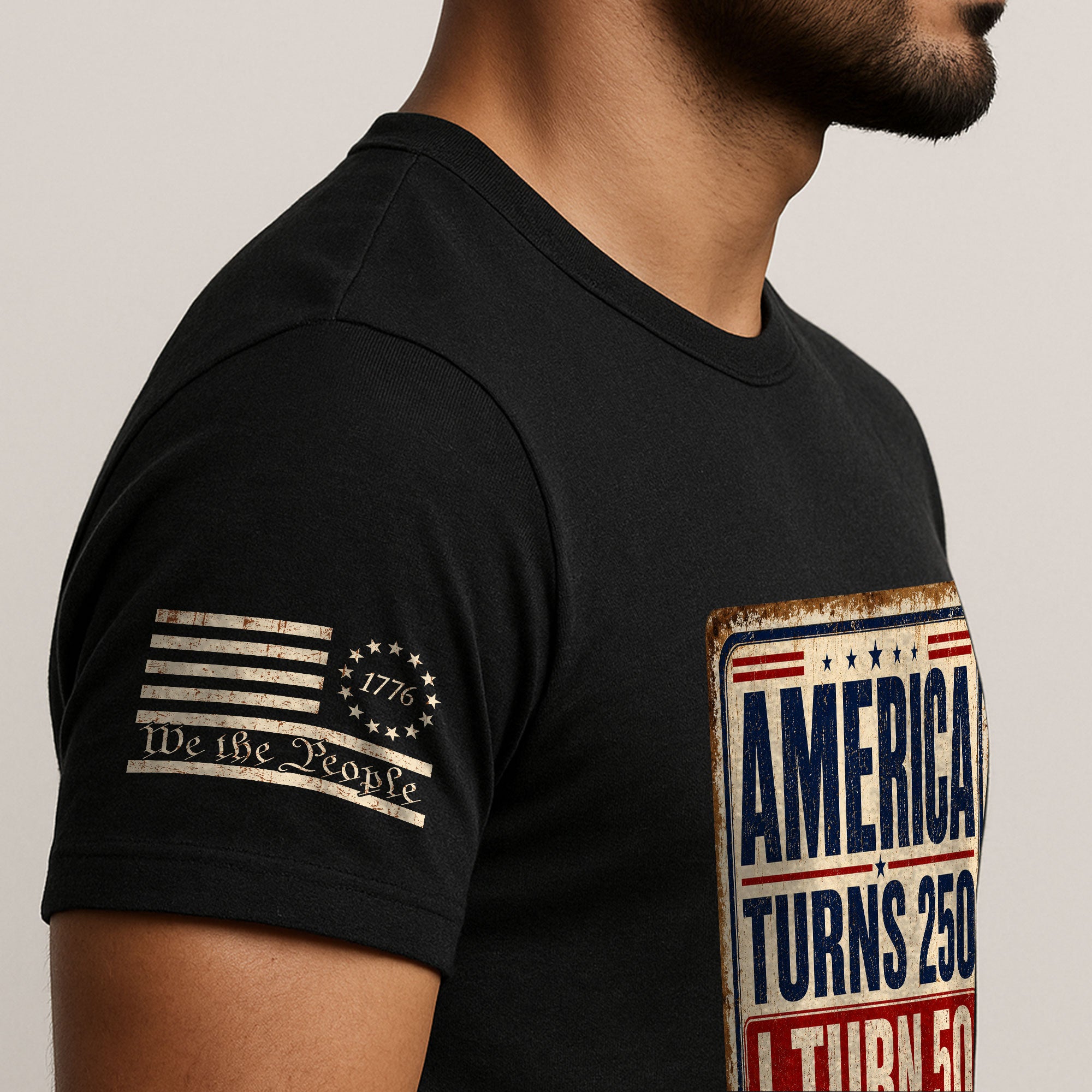 Distressed 1776 1976 2026 Birthday T Shirt America Turns 250 And I Turn 50 Anniversary Tee