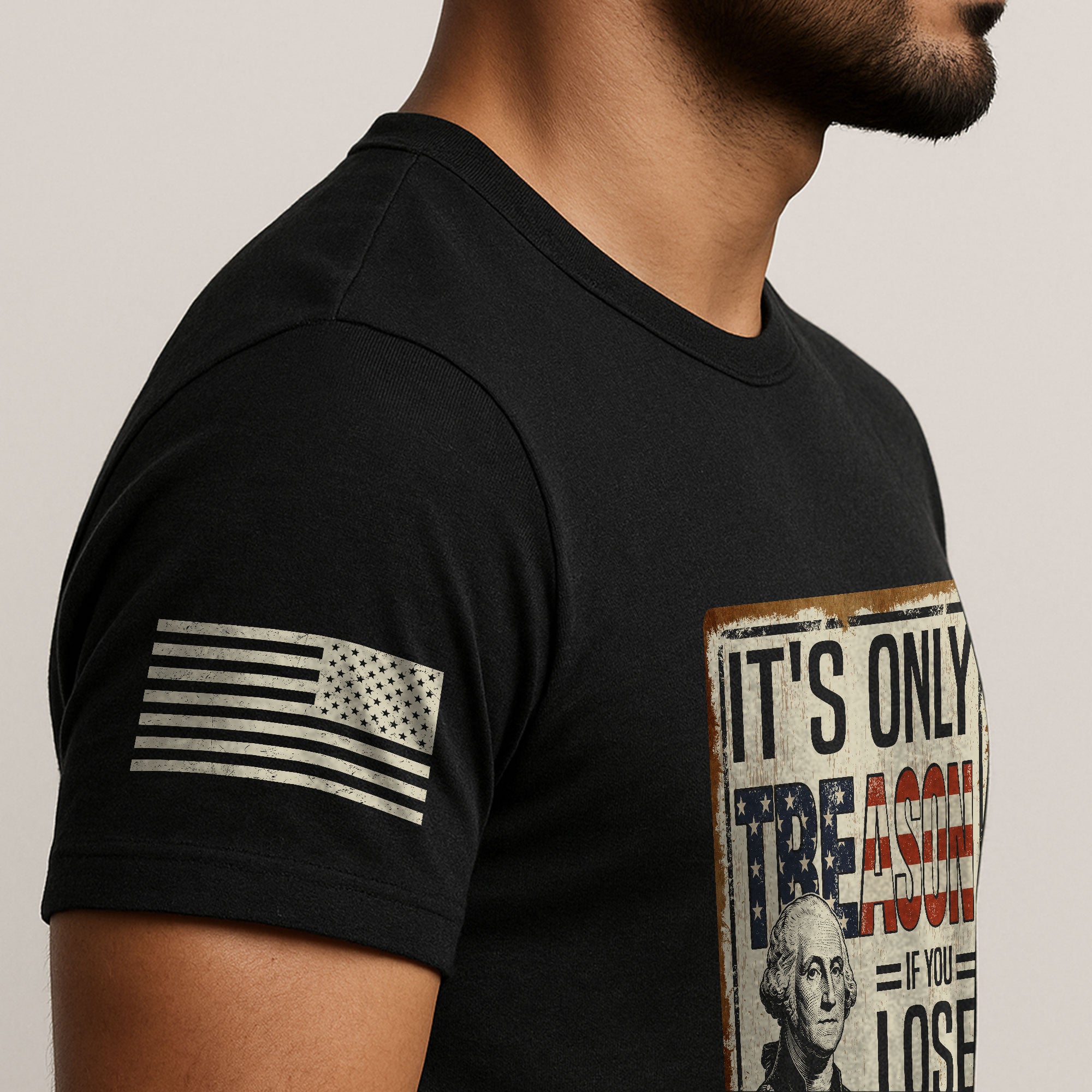 It's Only Treason If You Lose T-Shirt Vintage George Washington Patriotic US Flag Tee
