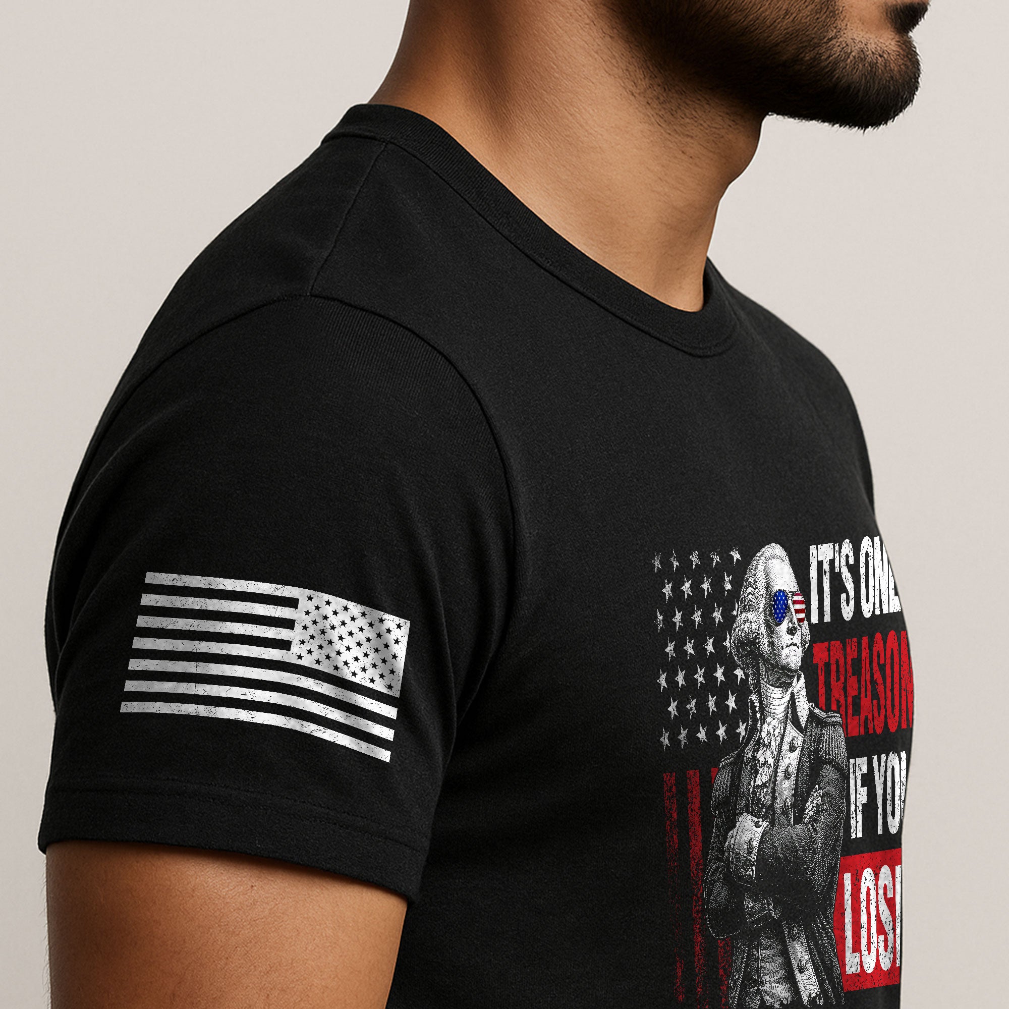 George Washington It's Only Treason If You Lose T-Shirt Patriotic 1776 US Flag Tee