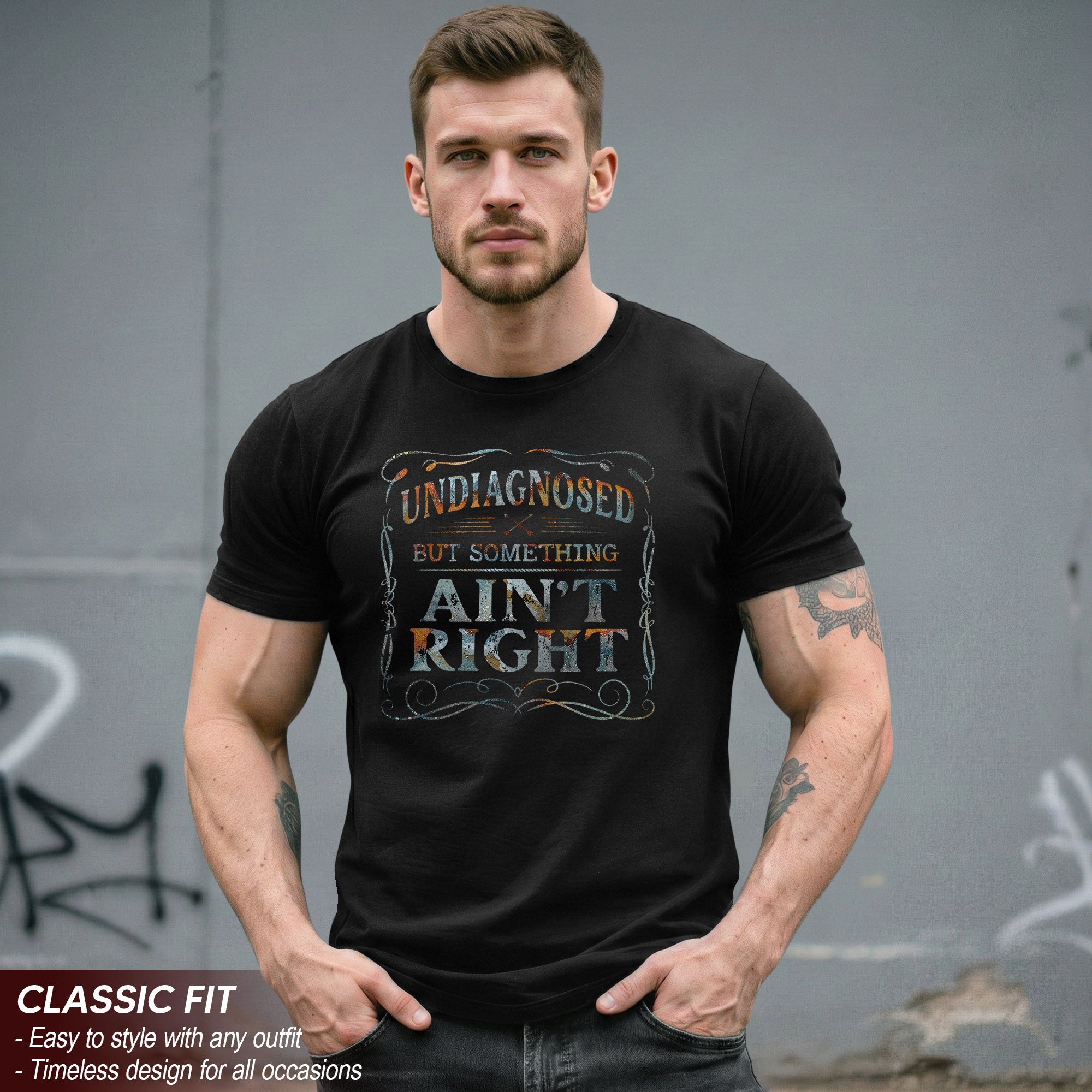 Undiagnosed But Something Ain't Right T-Shirt Rusty Vintage Ornate Graphic Apparel