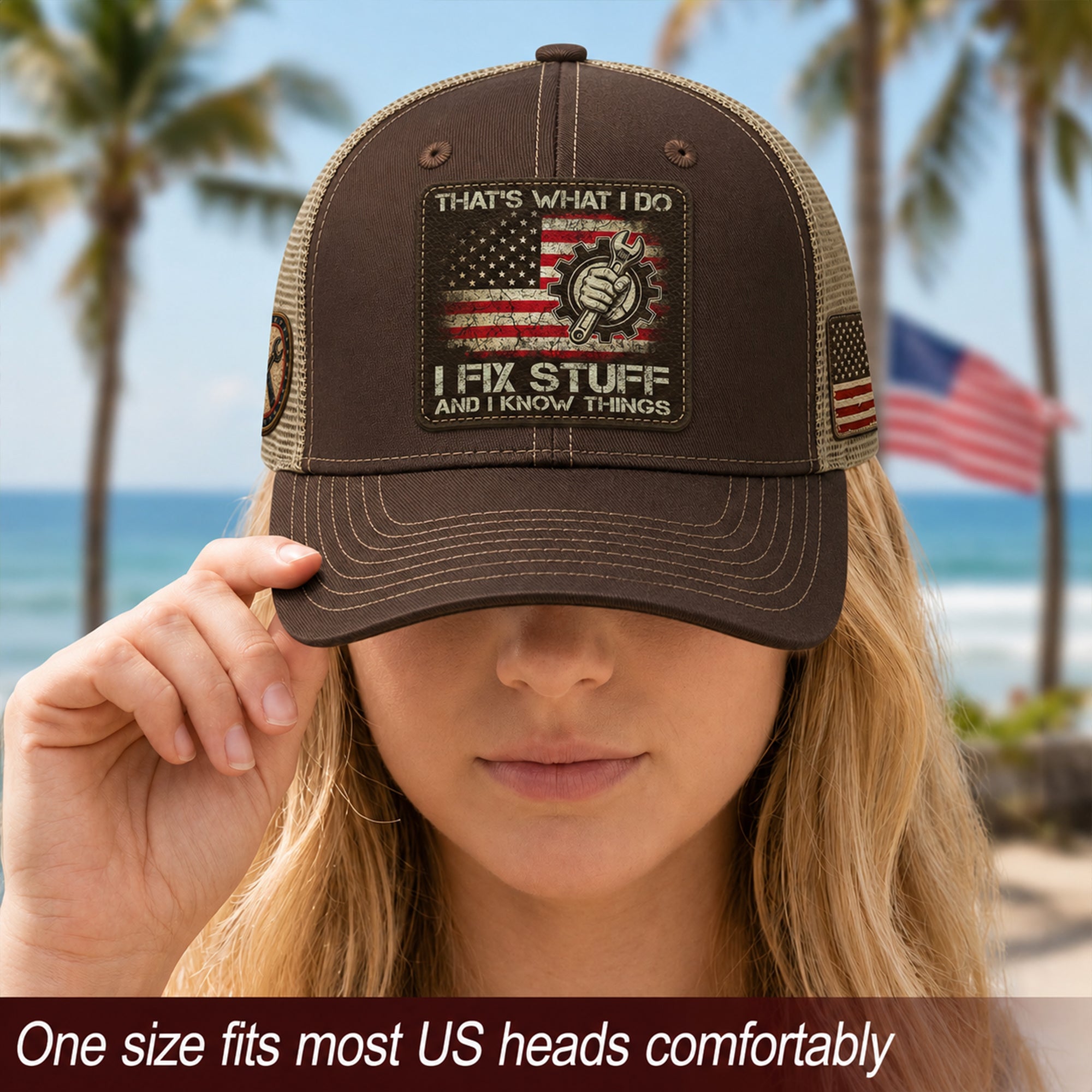I Fix Stuff And I Know Things Funny Mechanic Quote Men Patch Trucker Hat Casual Novelty