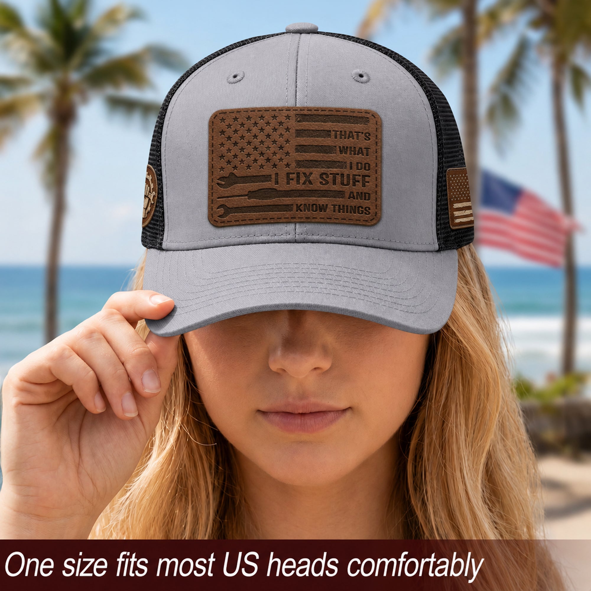 I Fix Stuff And I Know Things Funny Mechanic Men Patch Trucker Hat Casual Novelty