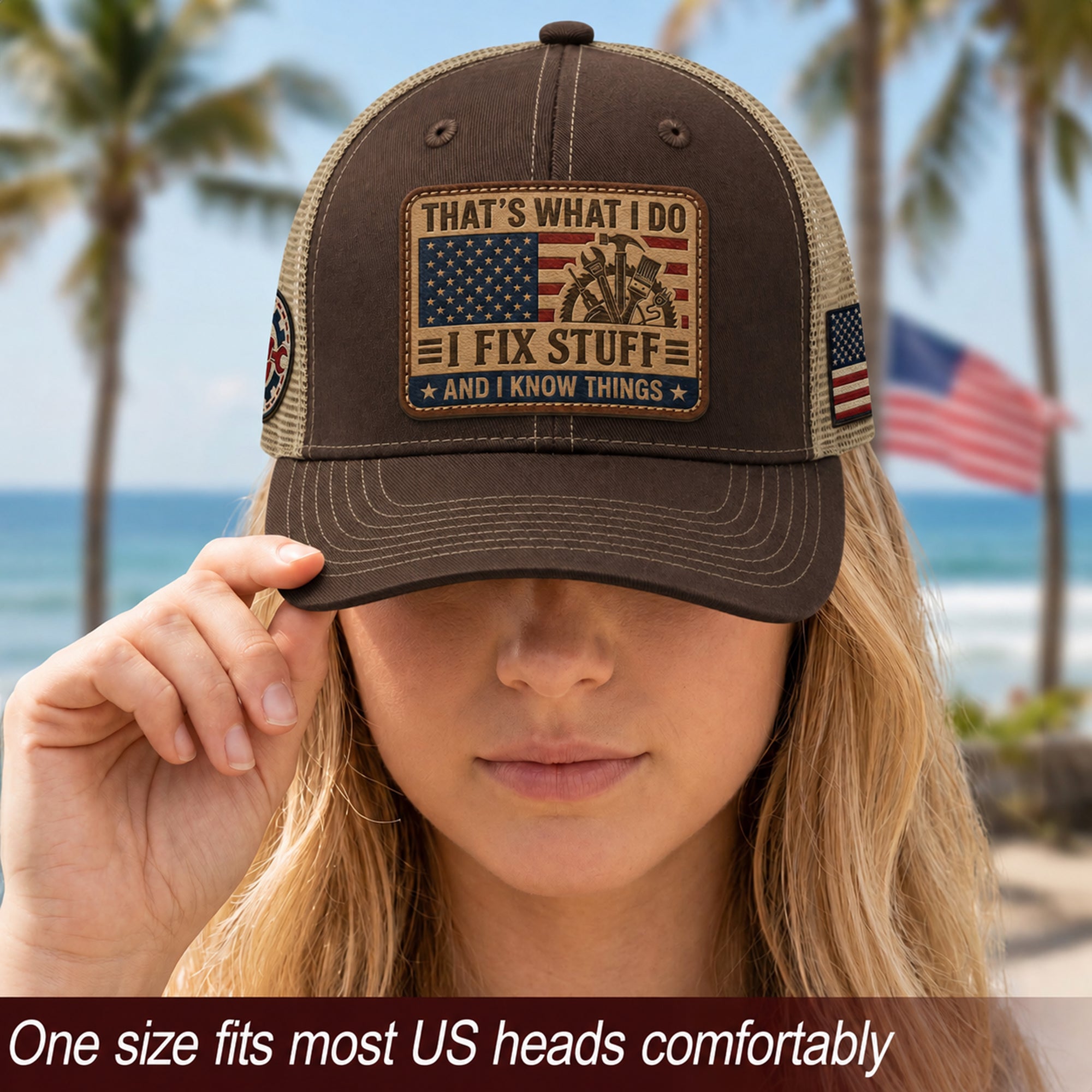 I Fix Stuff And I Know Things Funny Tools Quote Men Patch Trucker Hat Casual Novelty