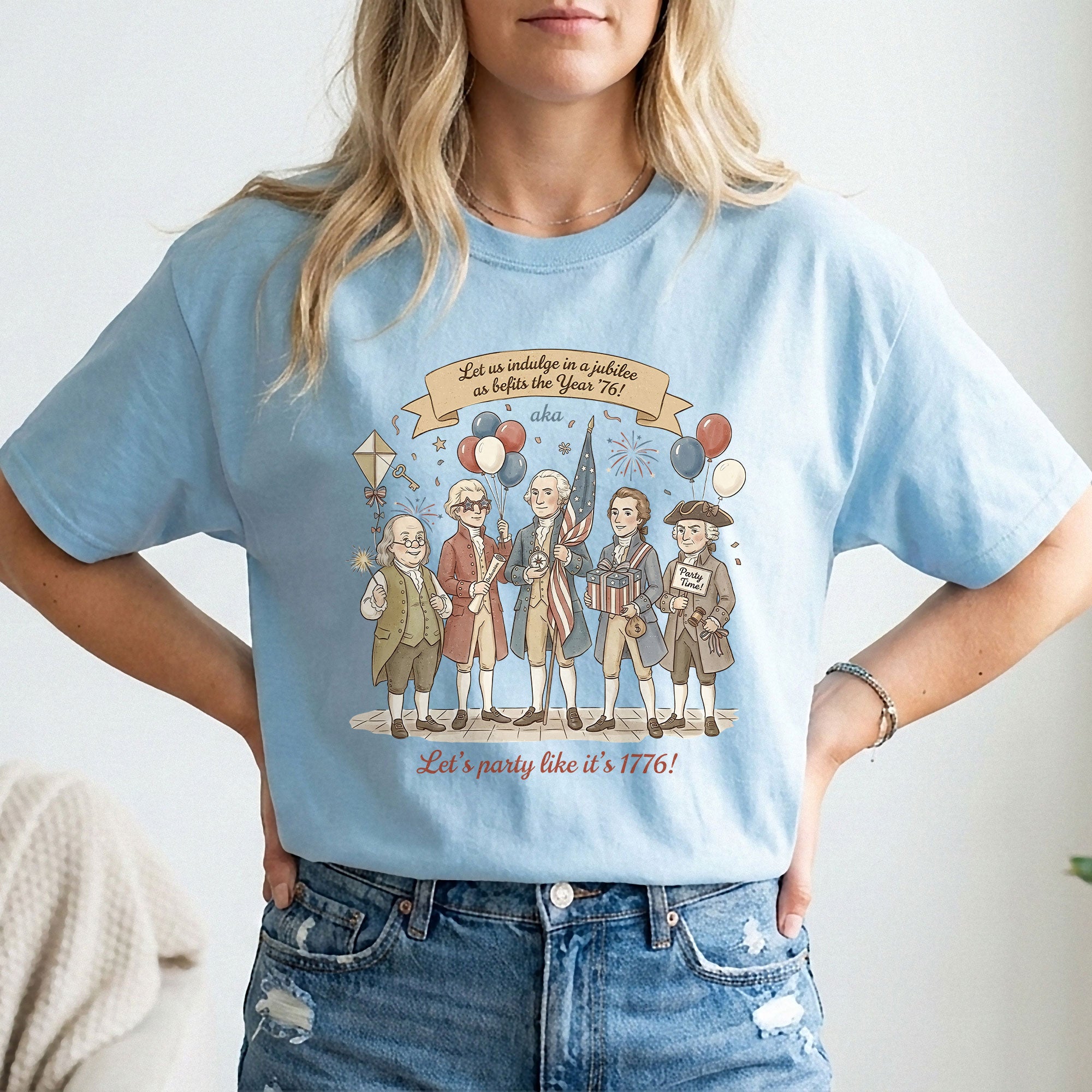 Vintage Funny Founding Fathers Shirt Let's Party Like It's 1776 Patriotic
