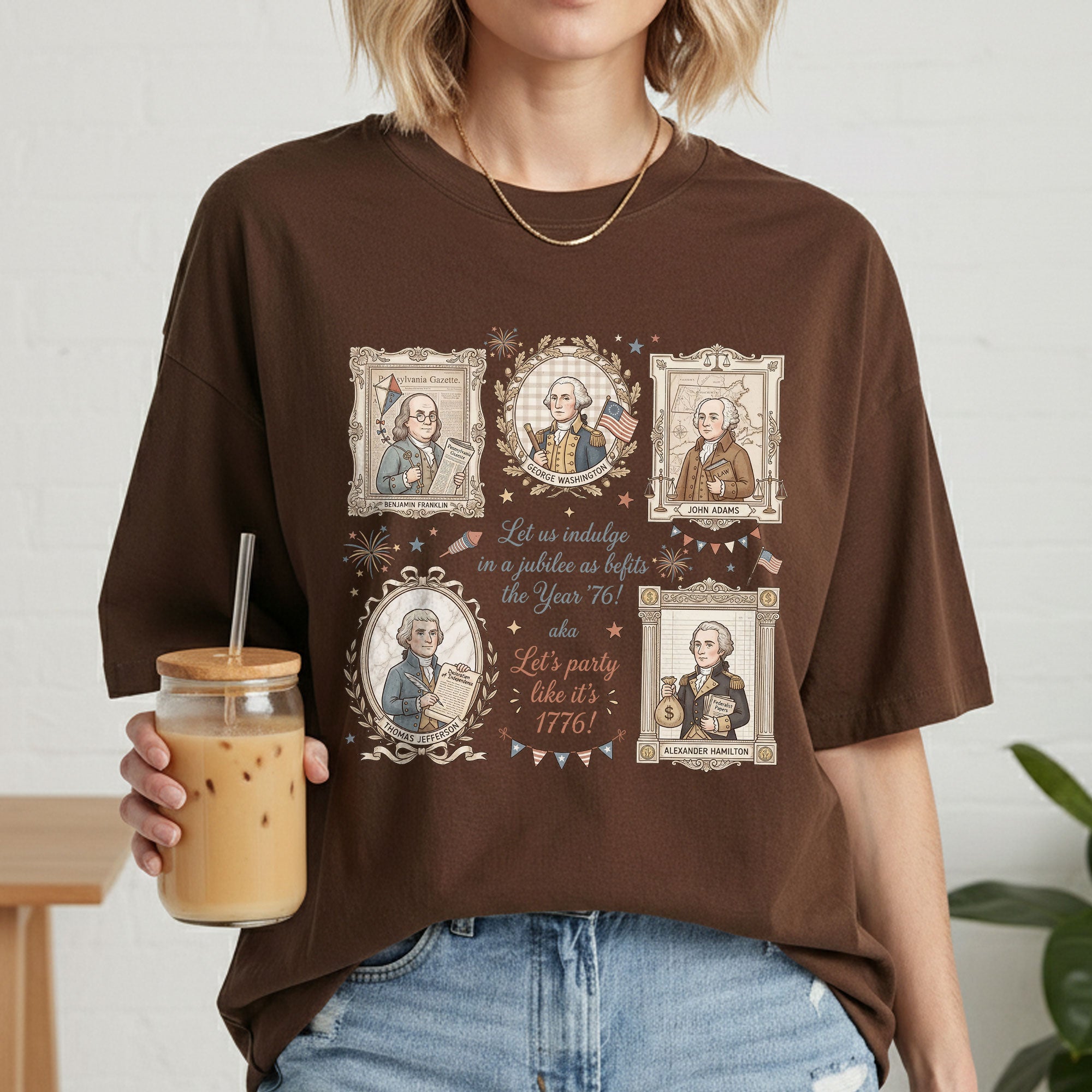 Funny Founding Fathers Portrait Shirt Let’s Party Like It’s 1776 Patriotic Vintage USA
