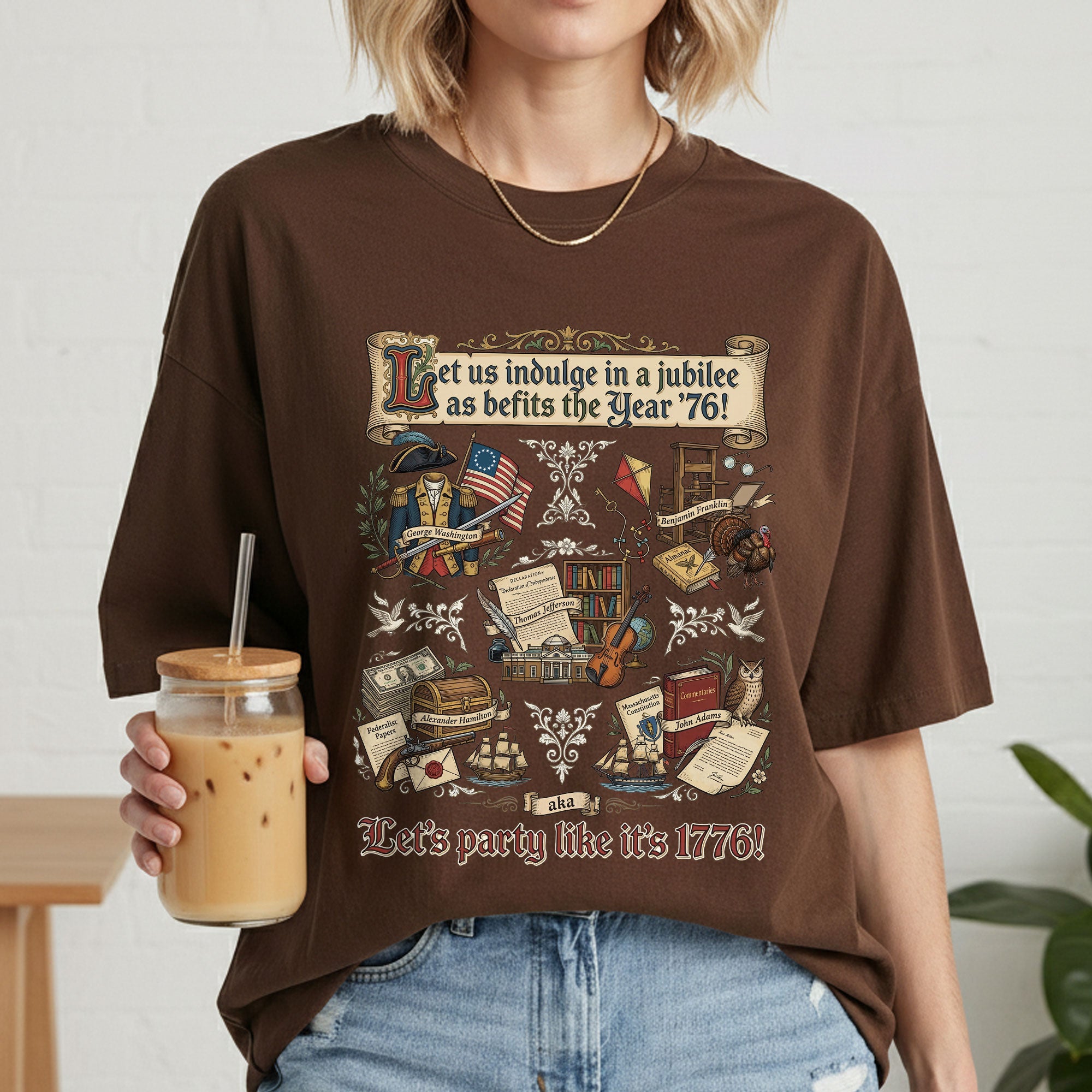 Vintage 1776 Patriotic Shirt American Heritage Collage Soft Aesthetic