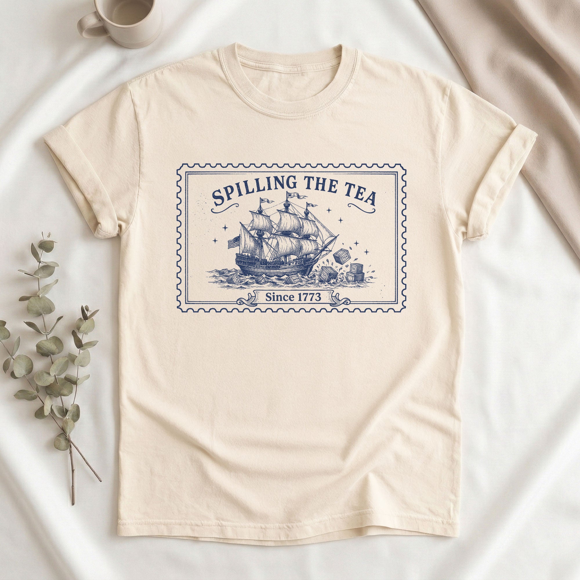 Spilling The Tea Since 1773 Shirt Vintage Boston Tea Party Stamp Tee Retro History
