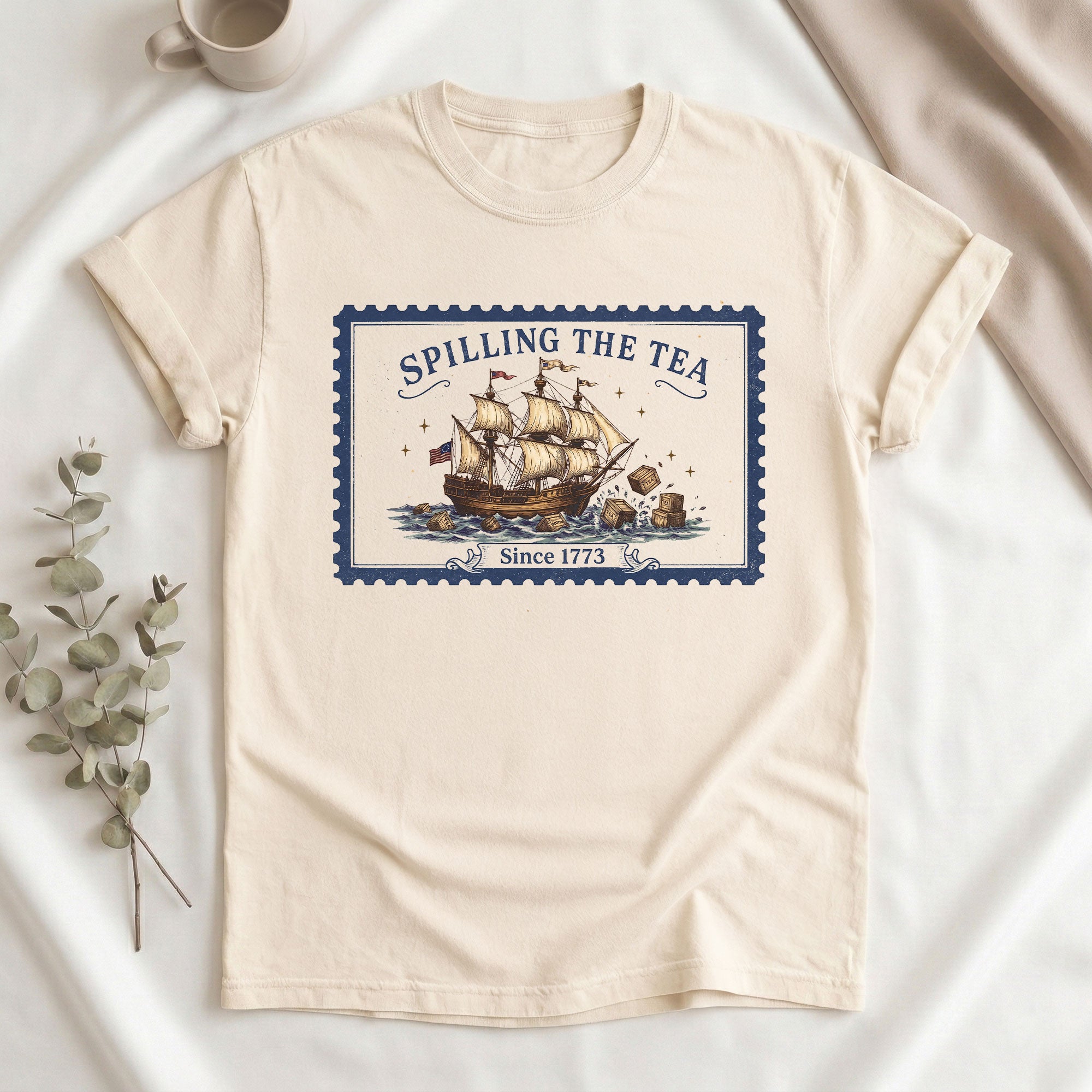 Spilling The Tea Since 1773 Shirt Vintage Postage Stamp Tee Boston Tea Party Tshirt
