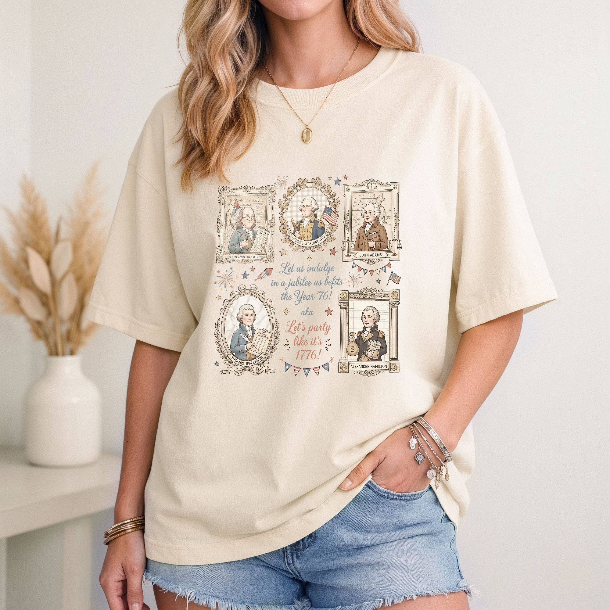 Funny Founding Fathers Portrait Shirt Let’s Party Like It’s 1776 Patriotic Vintage USA