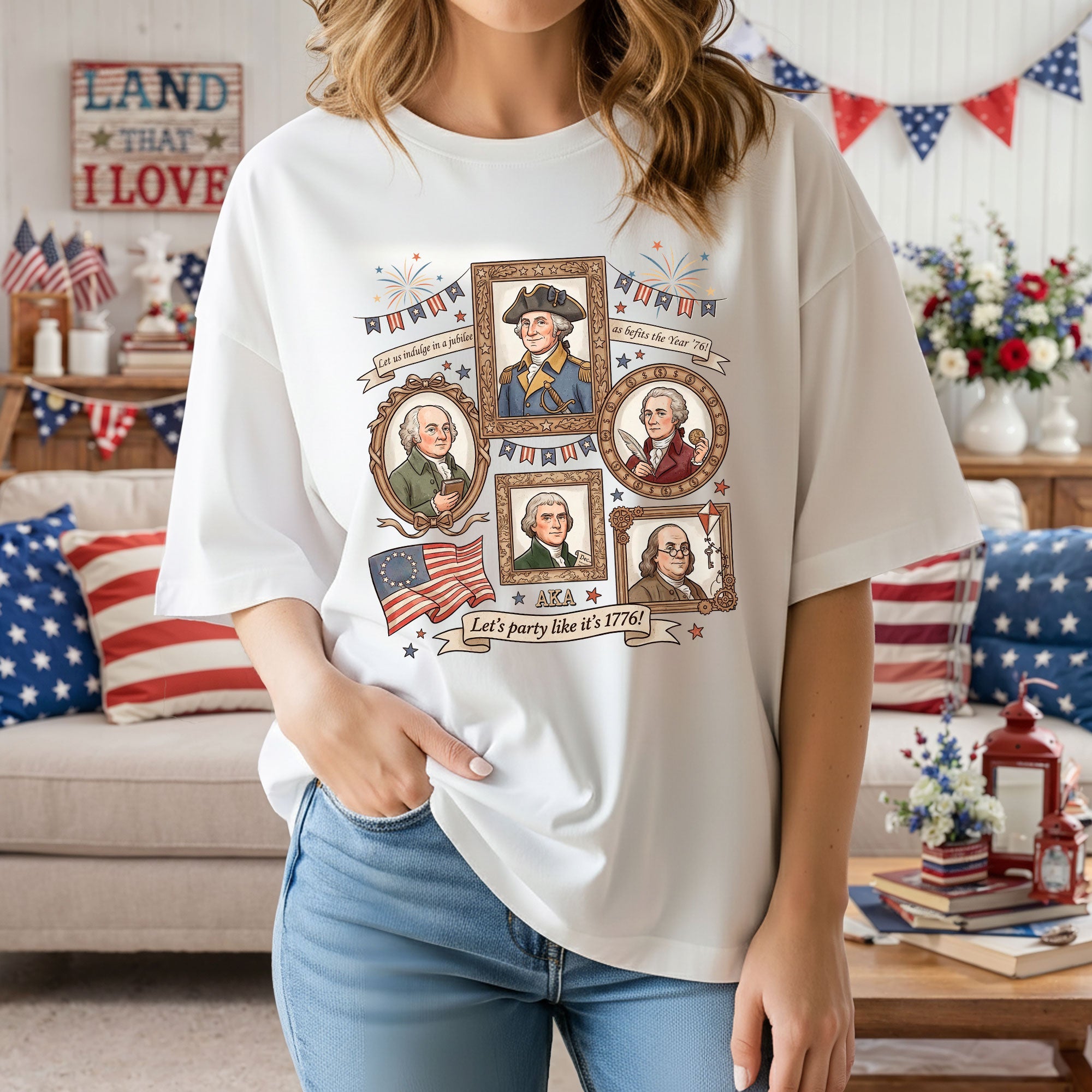 1776 Patriotic Founding Fathers Shirt Vintage USA History Let’s Party