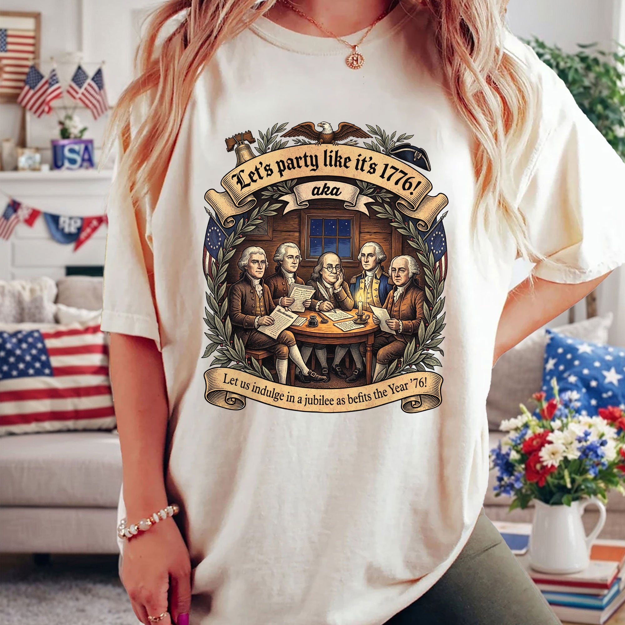 Let’s Party Like It’s 1776 Shirt Vintage Founding Fathers Patriotic USA