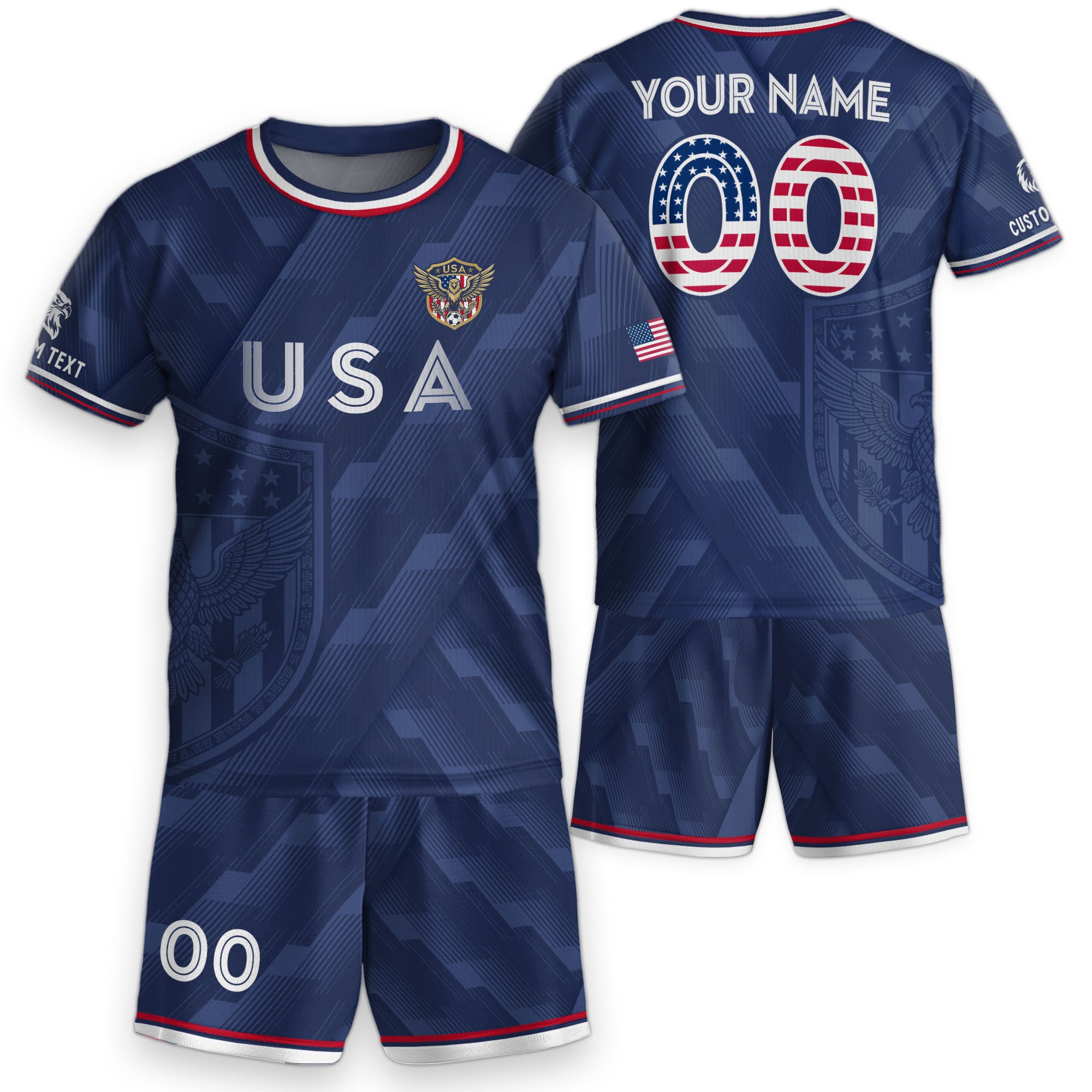 Custom Name Kids Soccer Jersey Personalized USA Youth Athletic Sport T Shirt