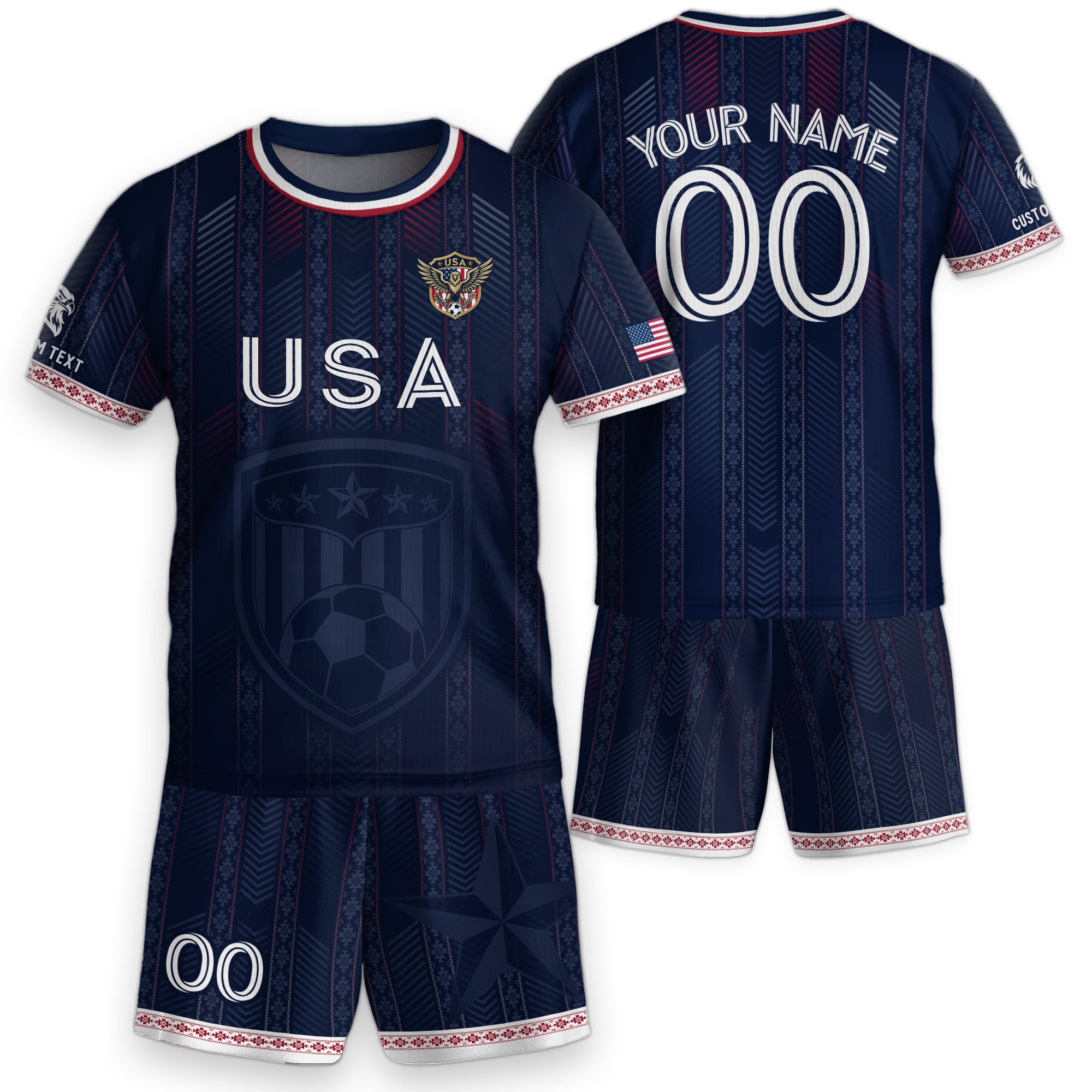 Personalized Youth Soccer Jersey Style Custom Name Number USA Kids Activewear Top