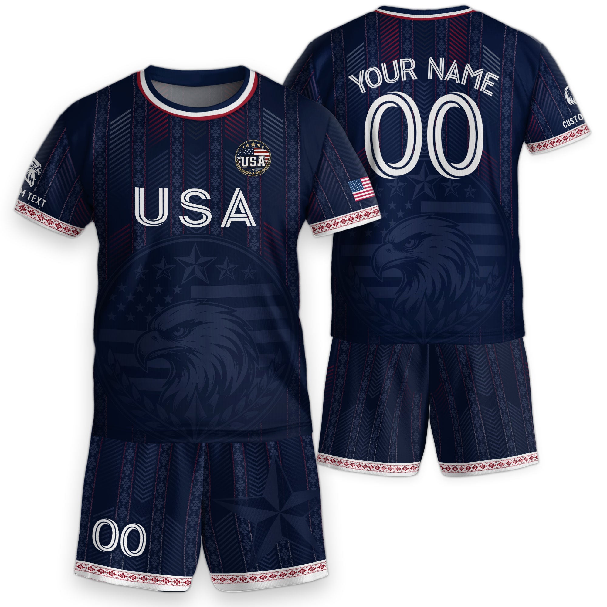 Personalized Youth Soccer Jersey Style Custom Name Number USA Kids Activewear Top