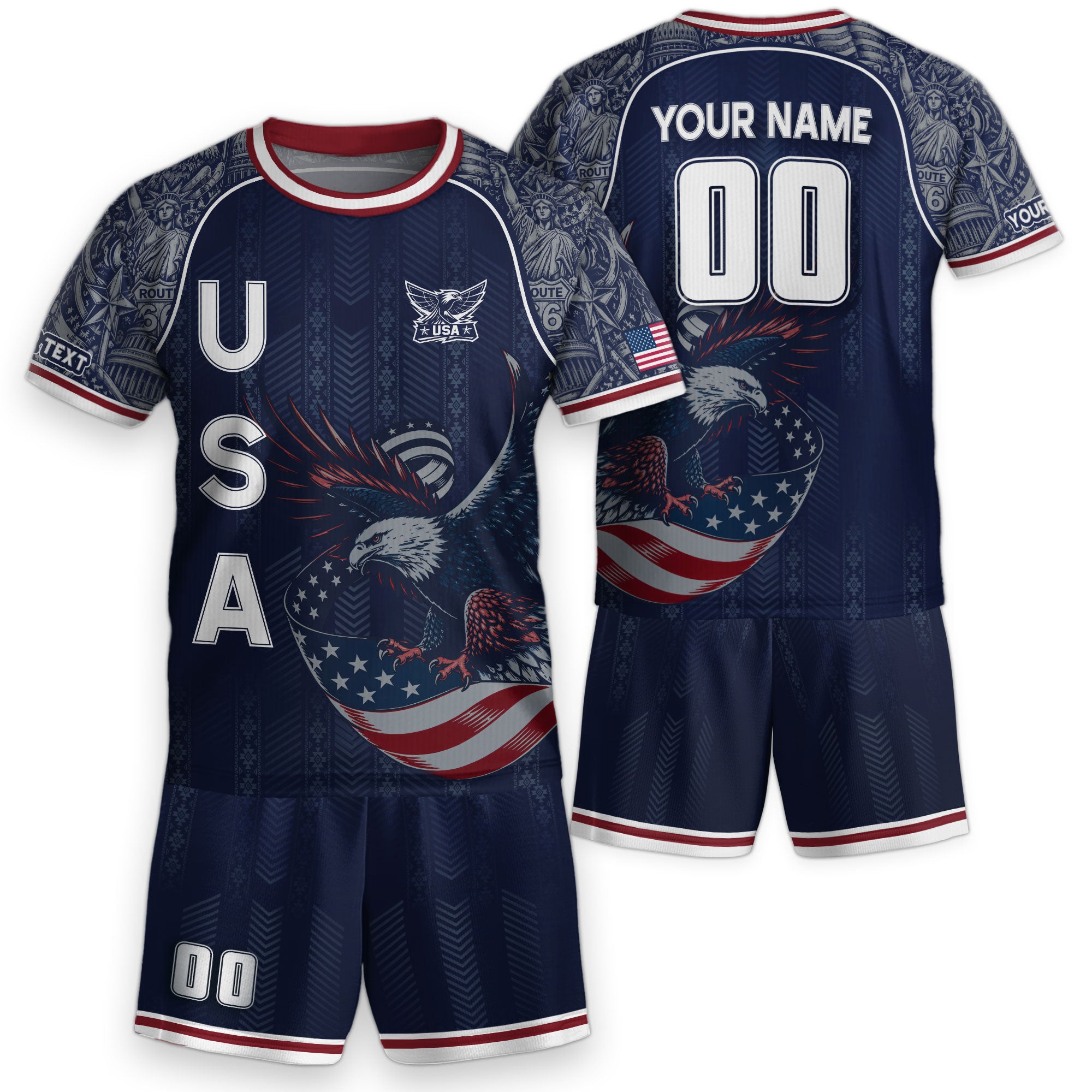 Custom Name Kids Soccer Jersey Personalized USA Youth Eagle Athletic Sport T Shirt