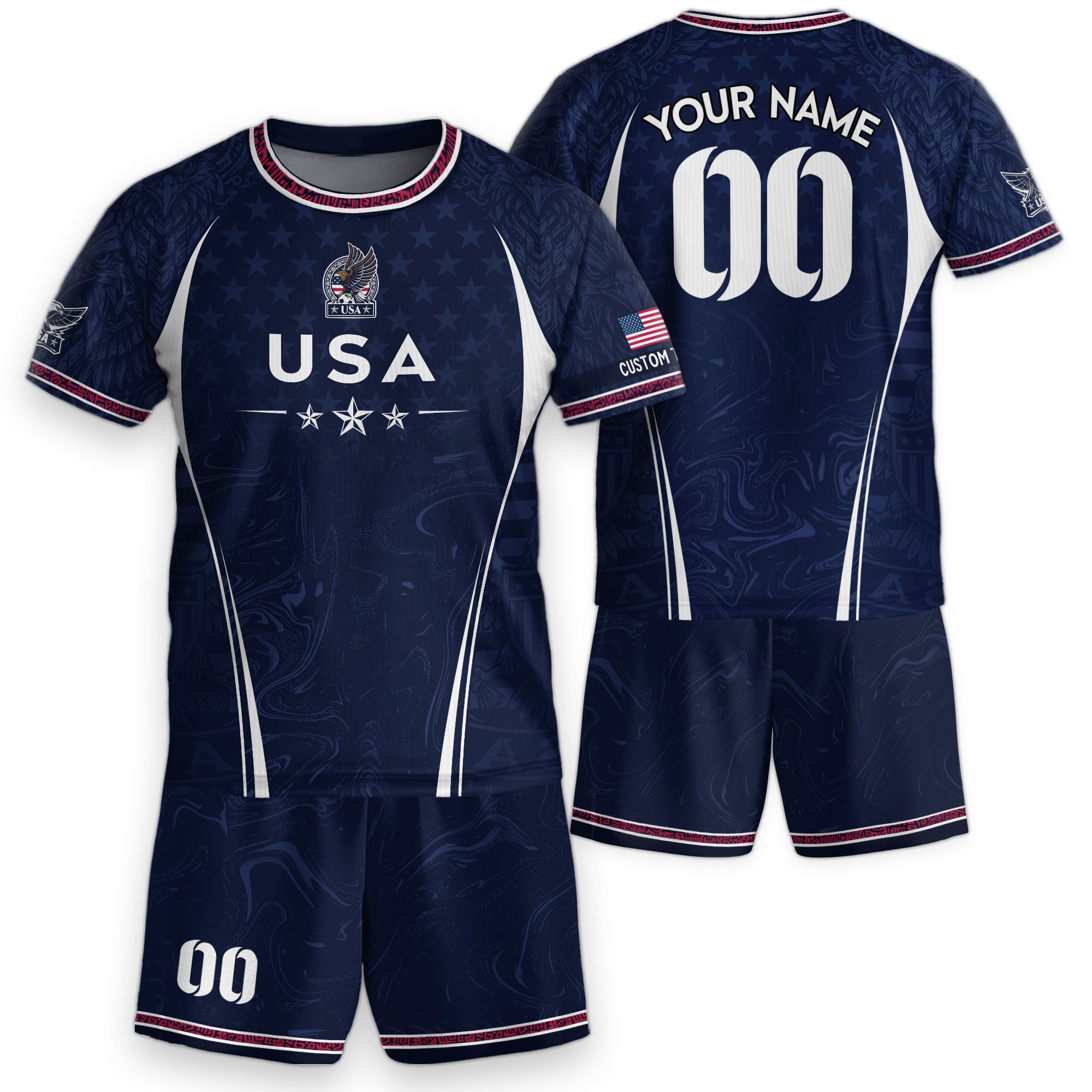 Personalized Youth Soccer Jersey Style Custom Name Number USA Kids Starry Active Top