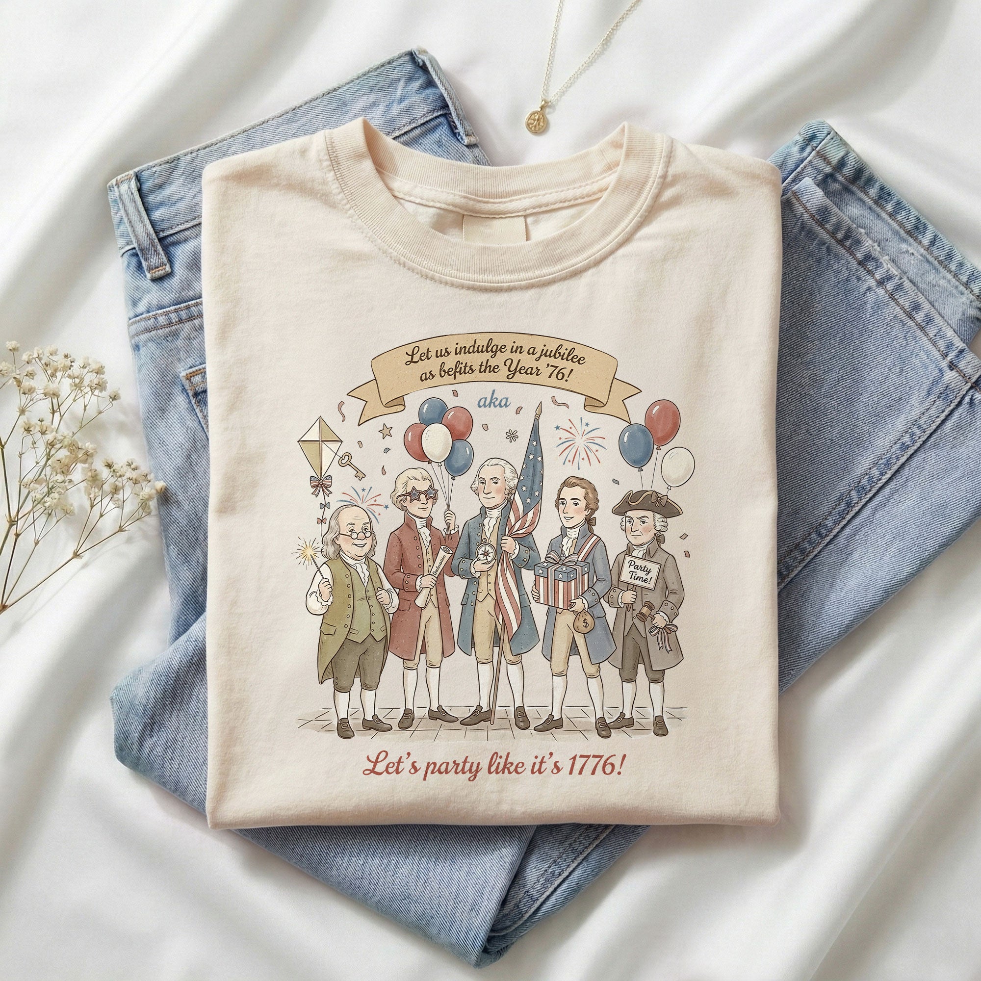 Vintage Funny Founding Fathers Shirt Let's Party Like It's 1776 Patriotic