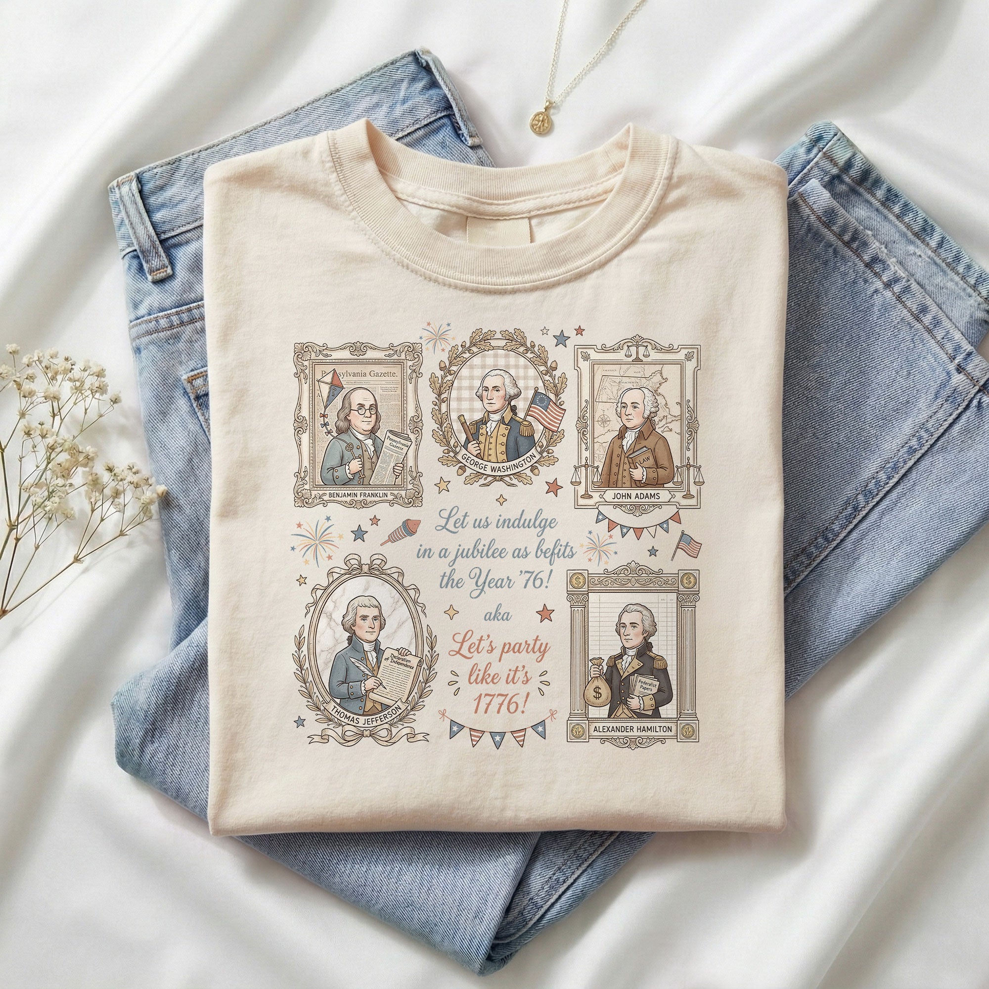 Funny Founding Fathers Portrait Shirt Let’s Party Like It’s 1776 Patriotic Vintage USA