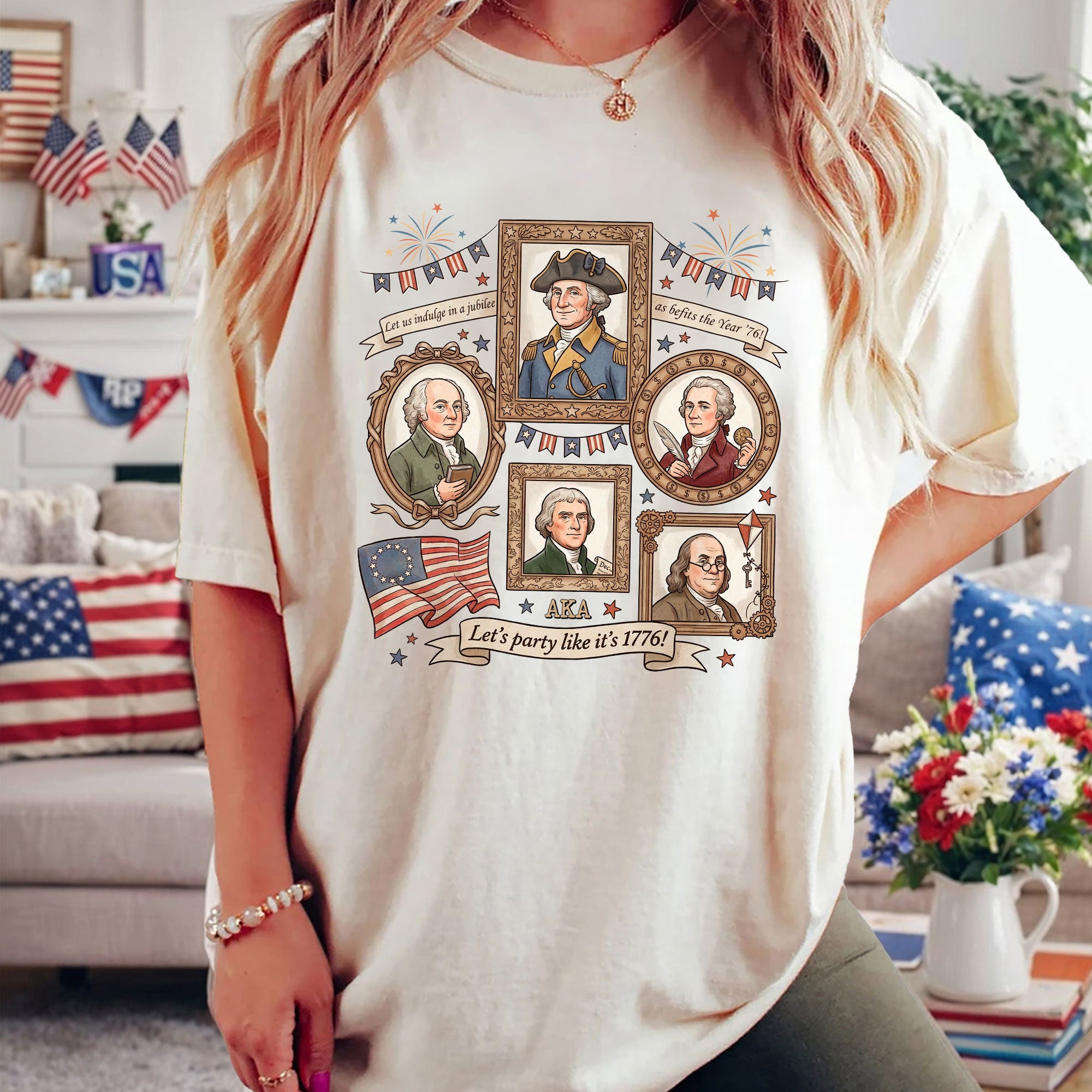 1776 Patriotic Founding Fathers Shirt Vintage USA History Let’s Party