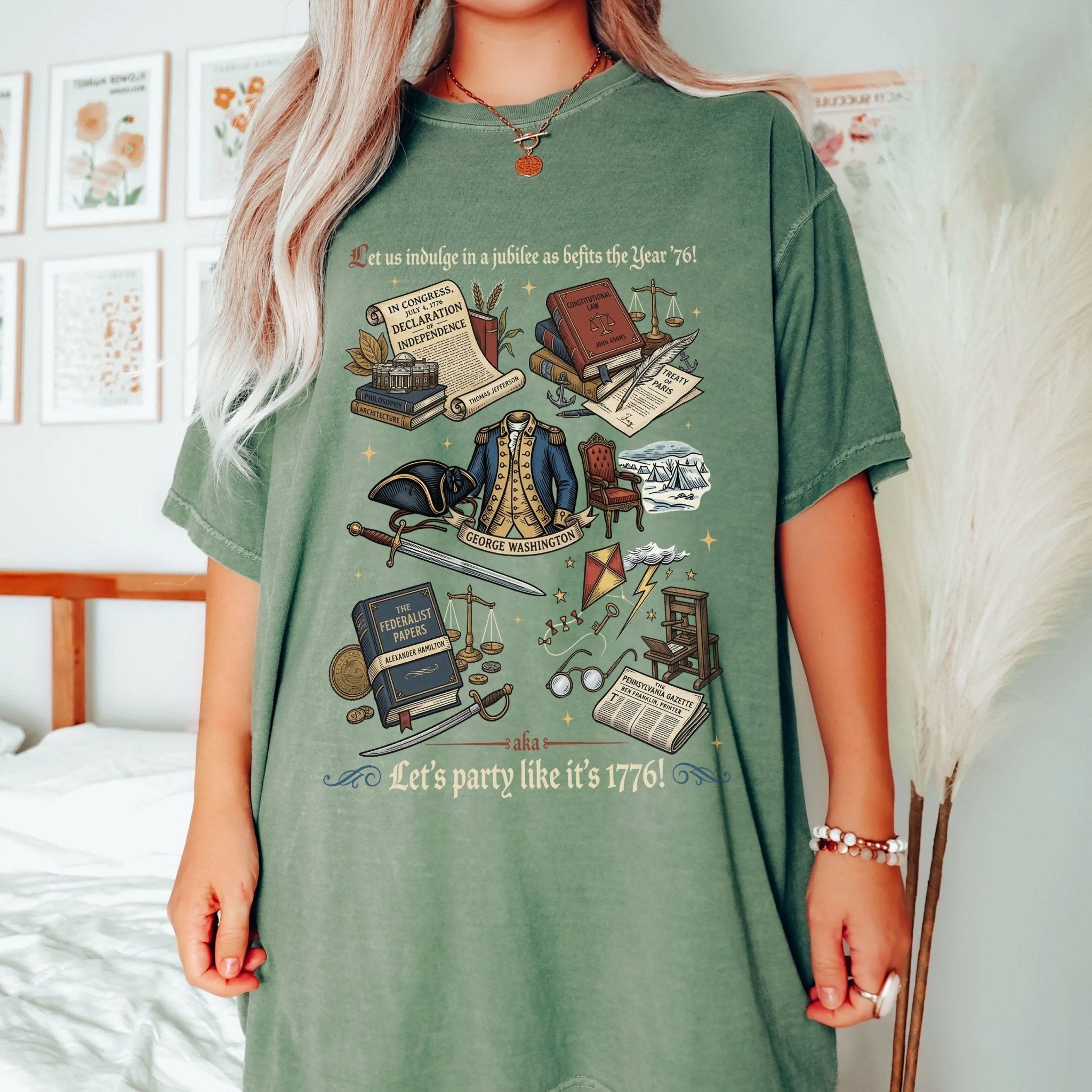 Vintage 1776 American Heritage Shirt Patriotic History Icons Independence Day - Rust Field Wear