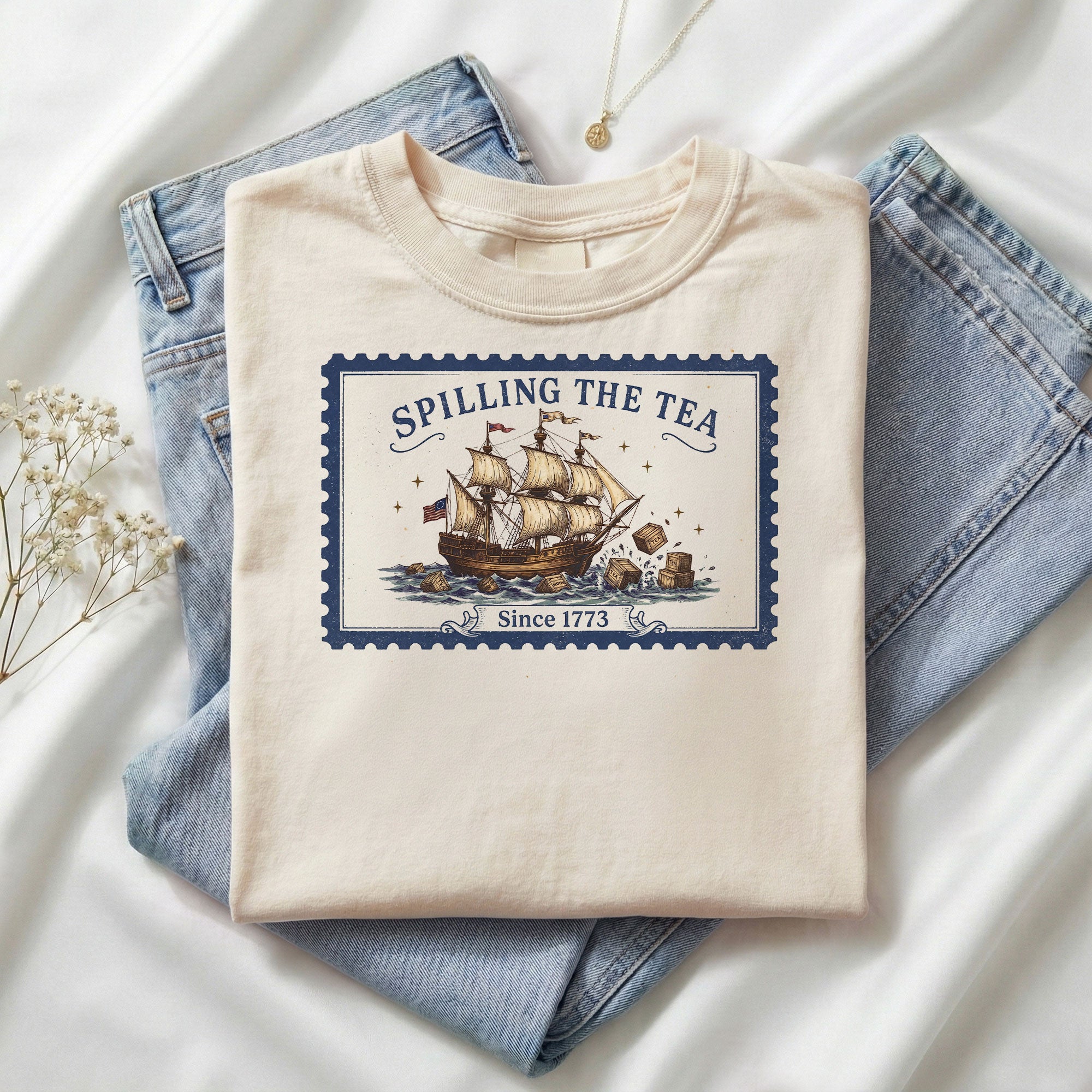Spilling The Tea Since 1773 Shirt Vintage Postage Stamp Tee Boston Tea Party Tshirt