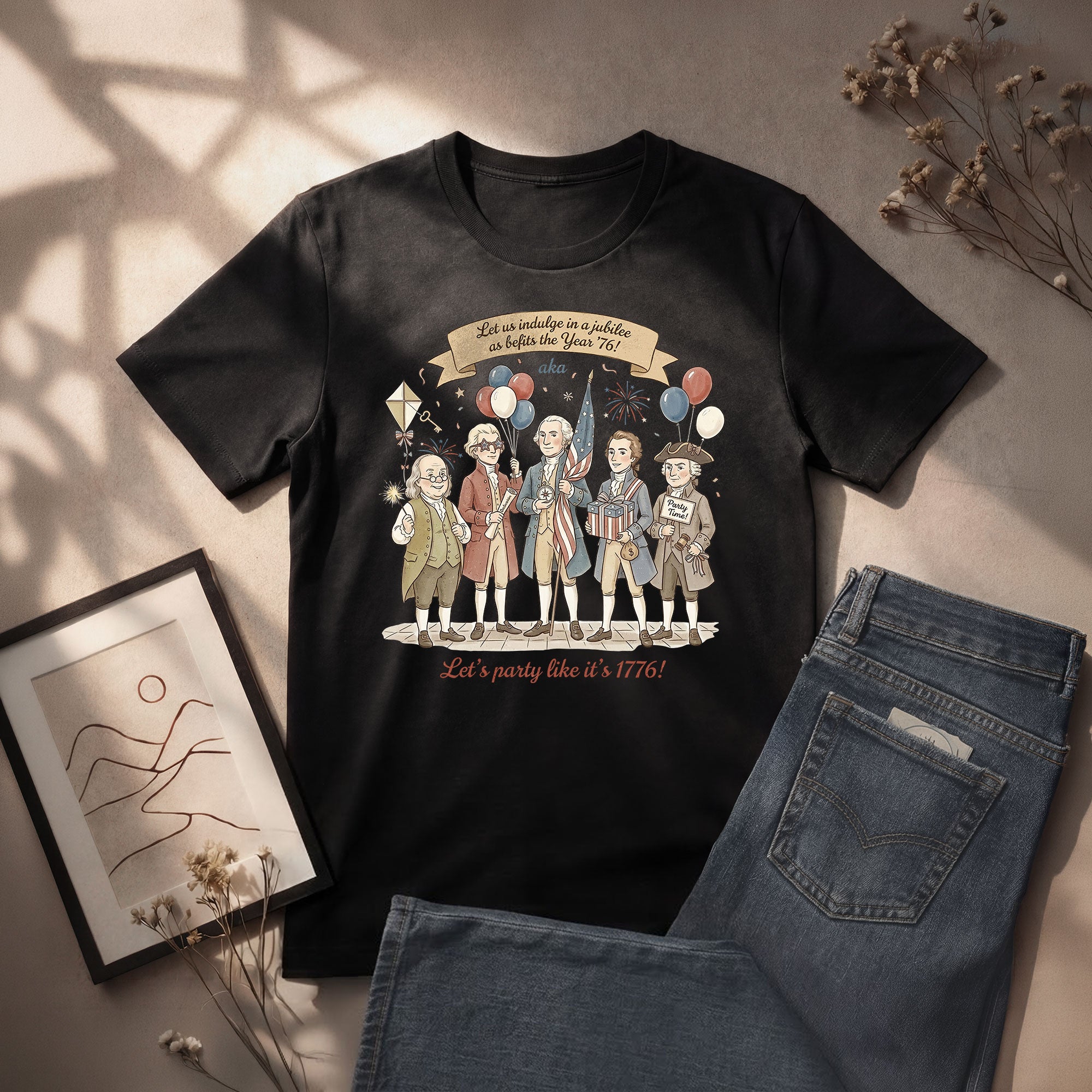 Vintage Funny Founding Fathers Shirt Let's Party Like It's 1776 Patriotic